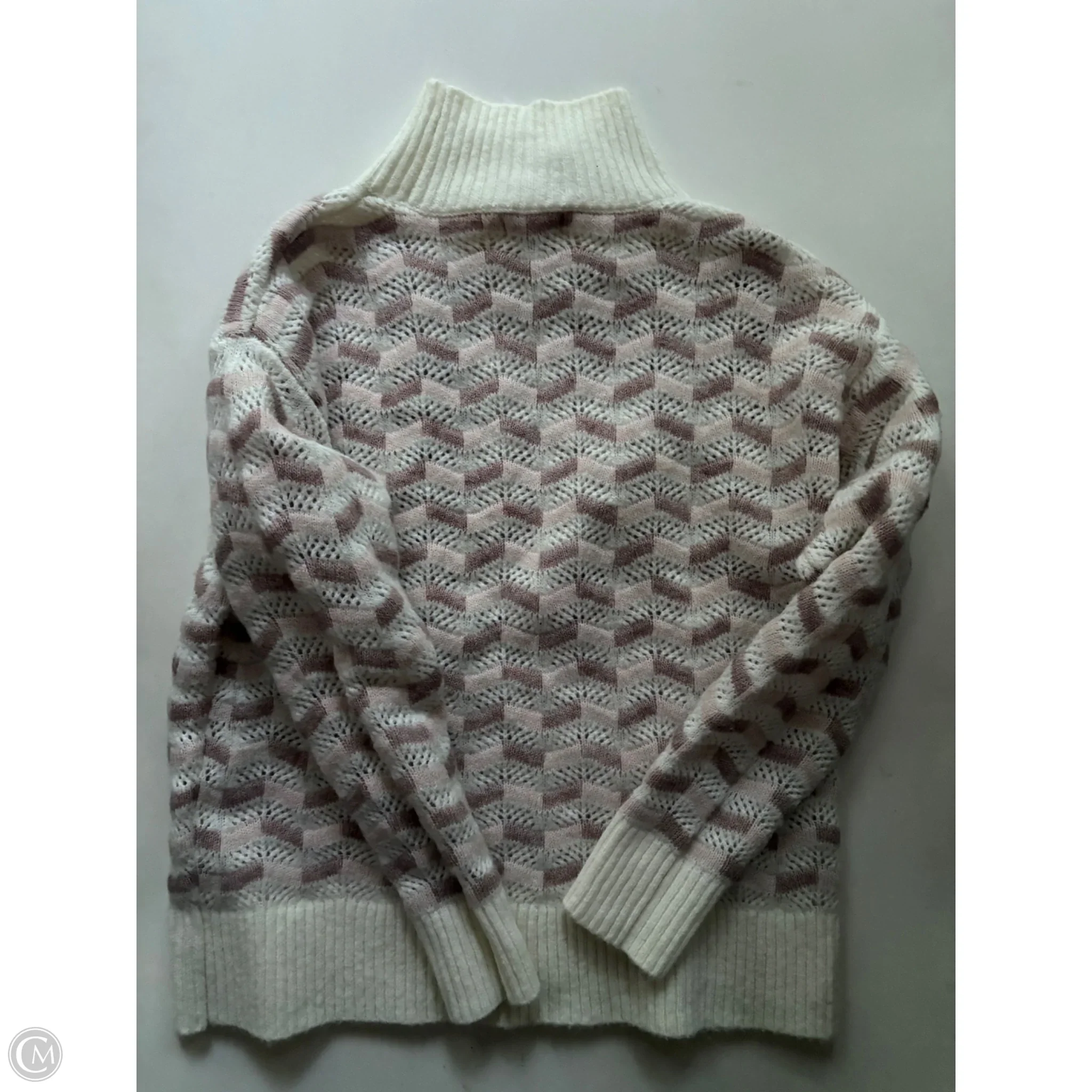Sweater By Liz Claiborne In Cream & Pink, Size: S - Image 2