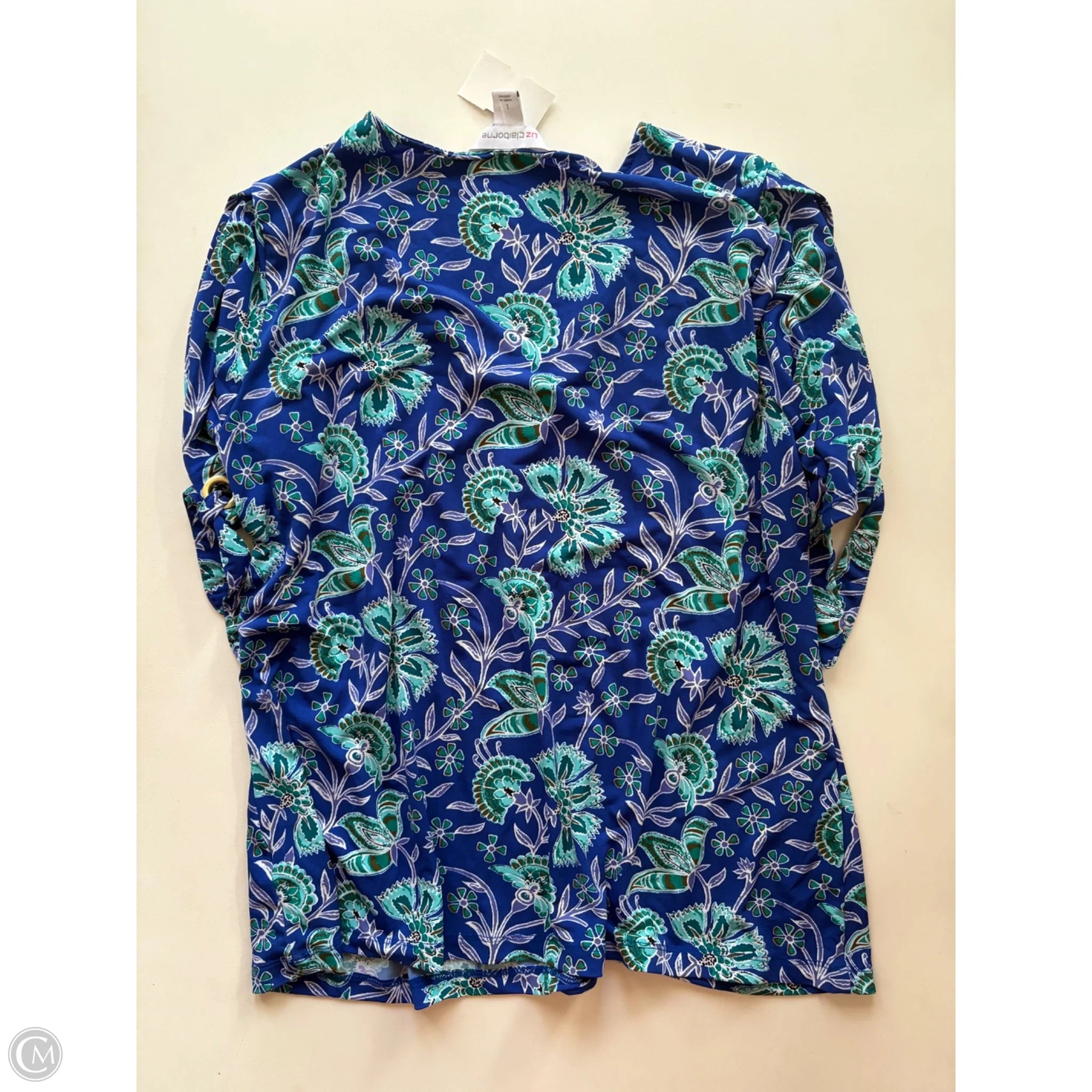 Blouse Long Sleeve By Liz Claiborne In Blue & Green, Size: L - Image 2