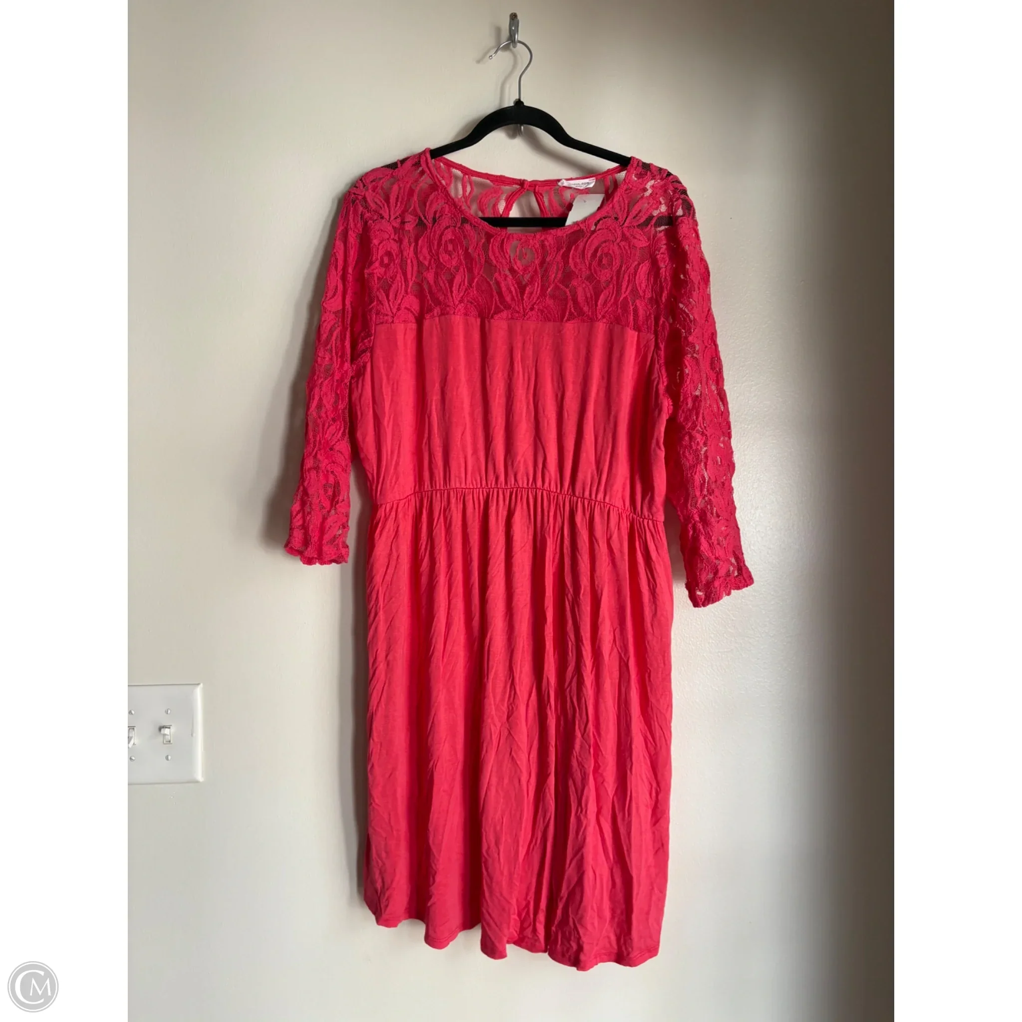Dress Casual Midi By Chicsoul In Pink, Size: 2x - Image 1