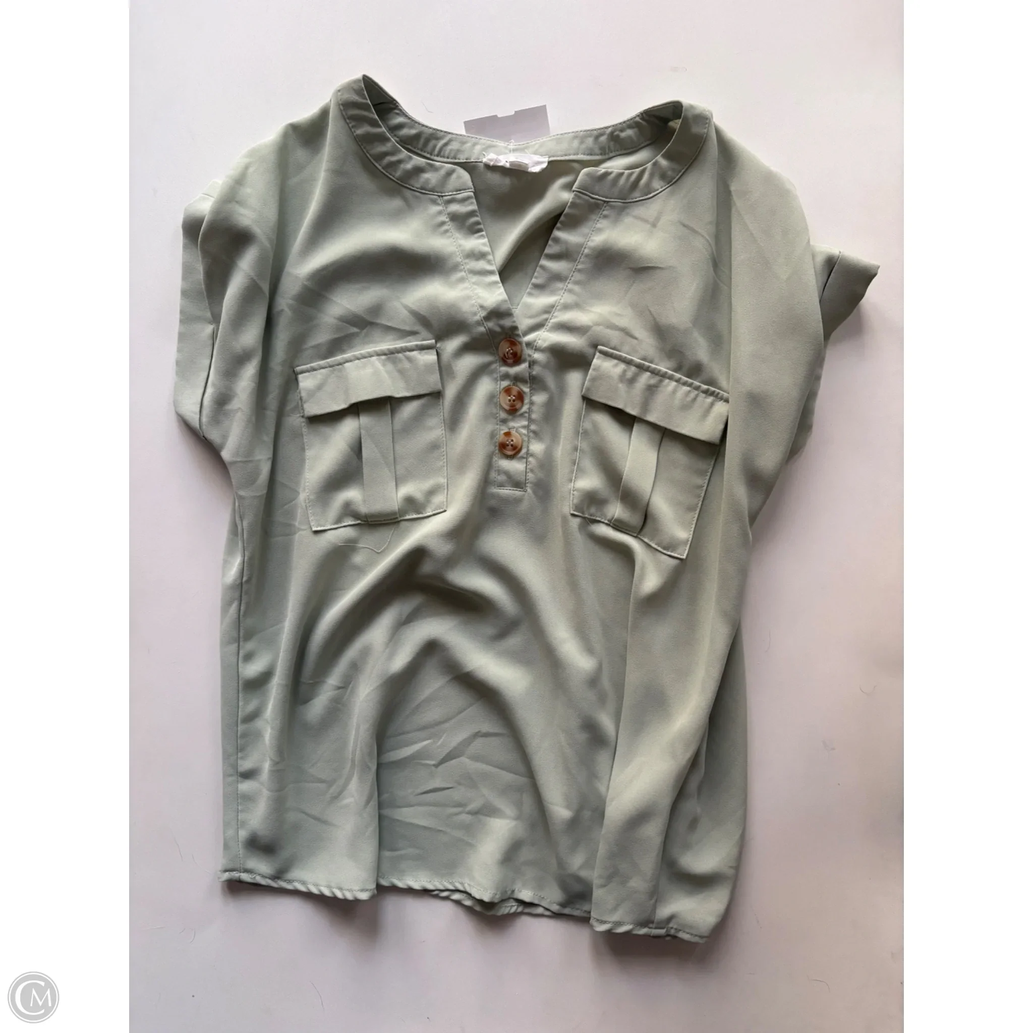 Blouse Short Sleeve By Mine In Green, Size: L - Image 1