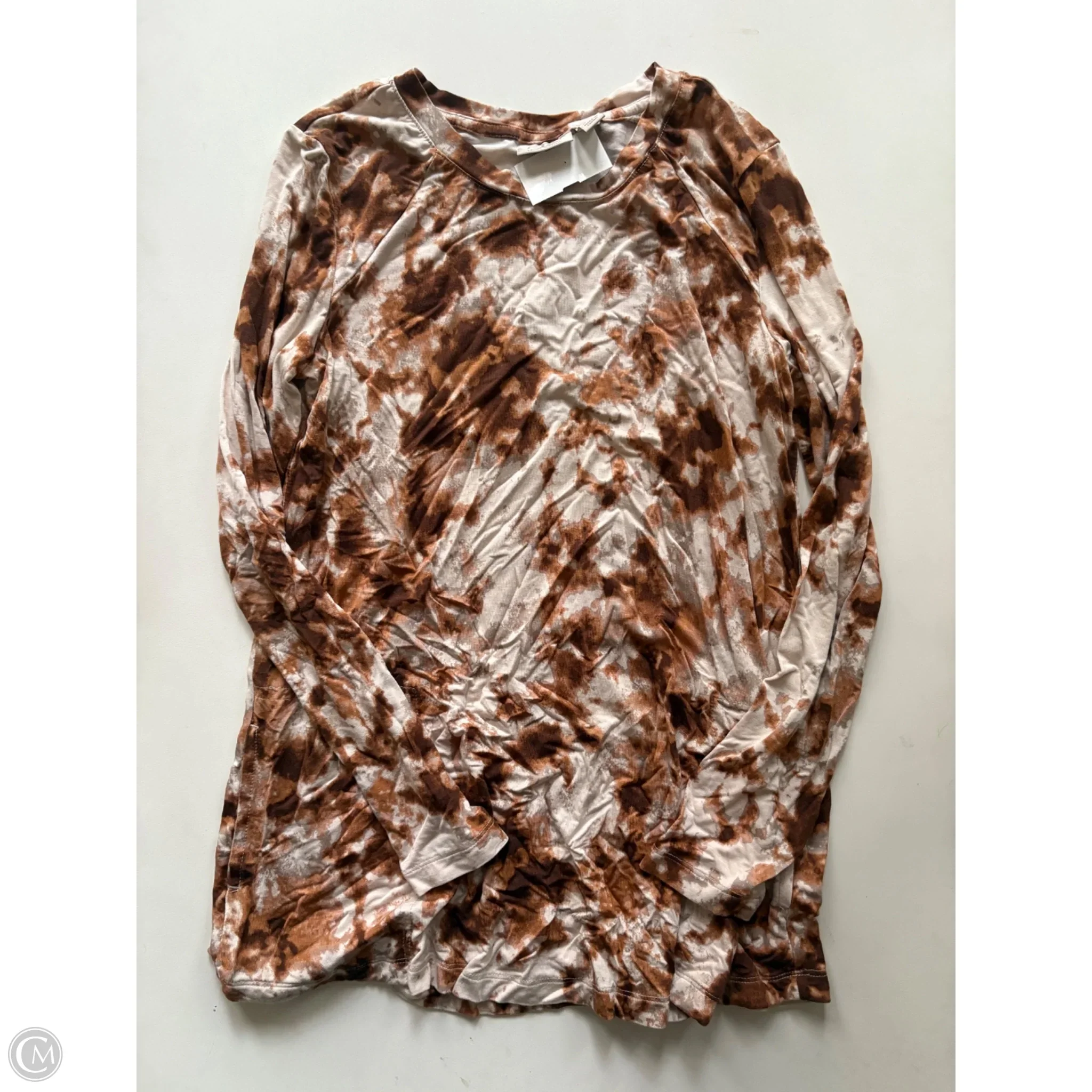 Top Long Sleeve By Logo In Brown, Size: Xs - Image 1