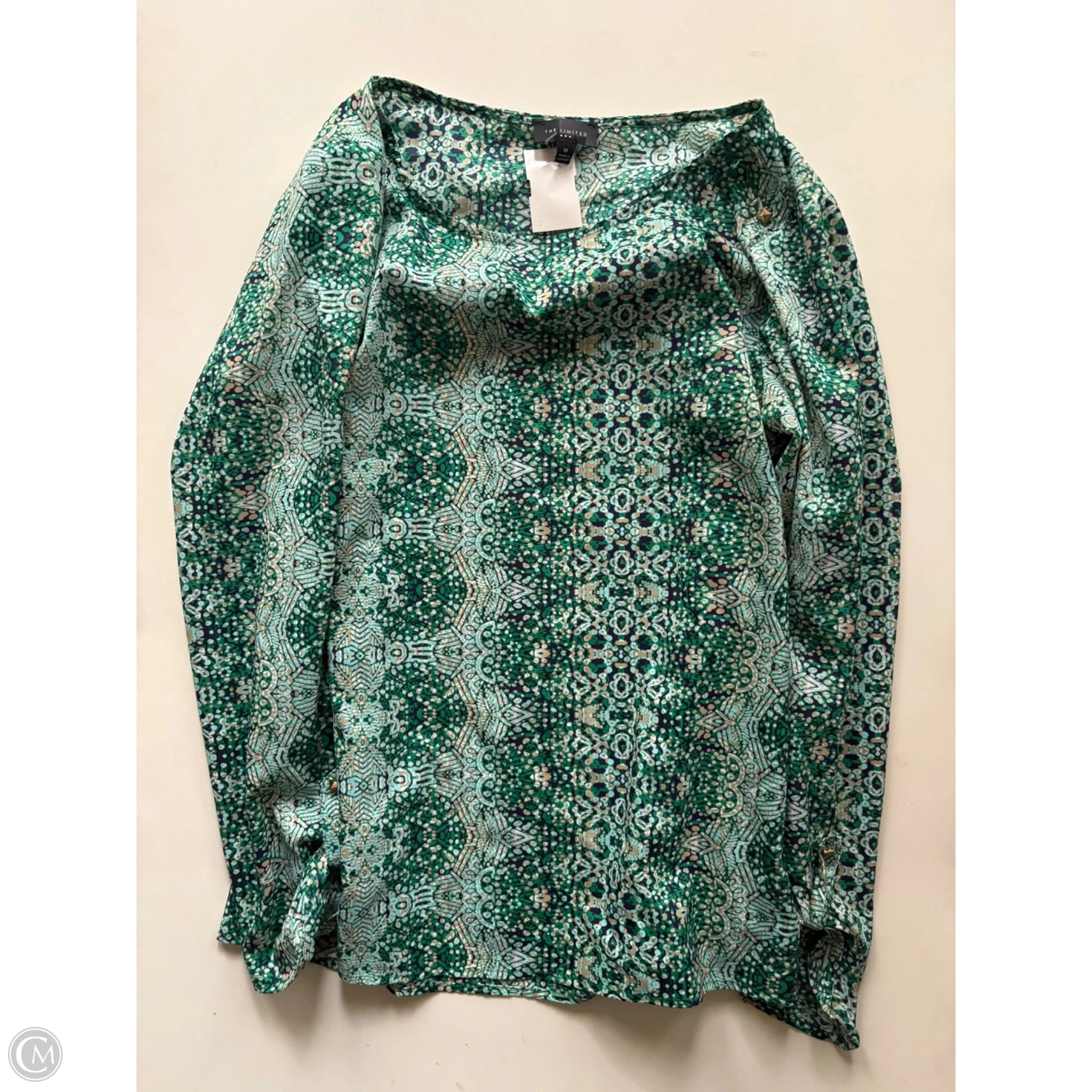 Blouse Long Sleeve By Limited In Green, Size: M - Image 1