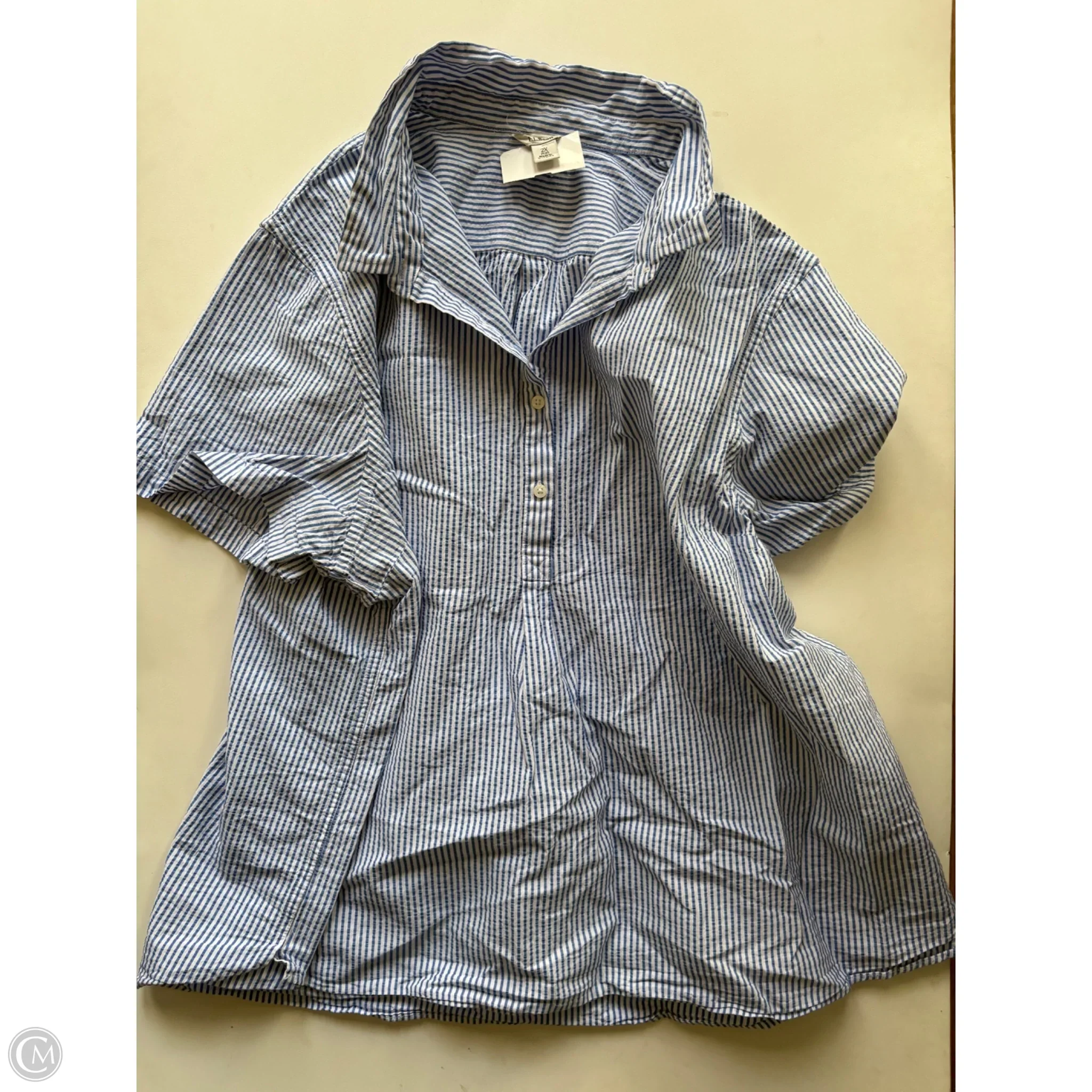 Top Short Sleeve By L.l. Bean In Striped Pattern, Size: 2x - Image 1