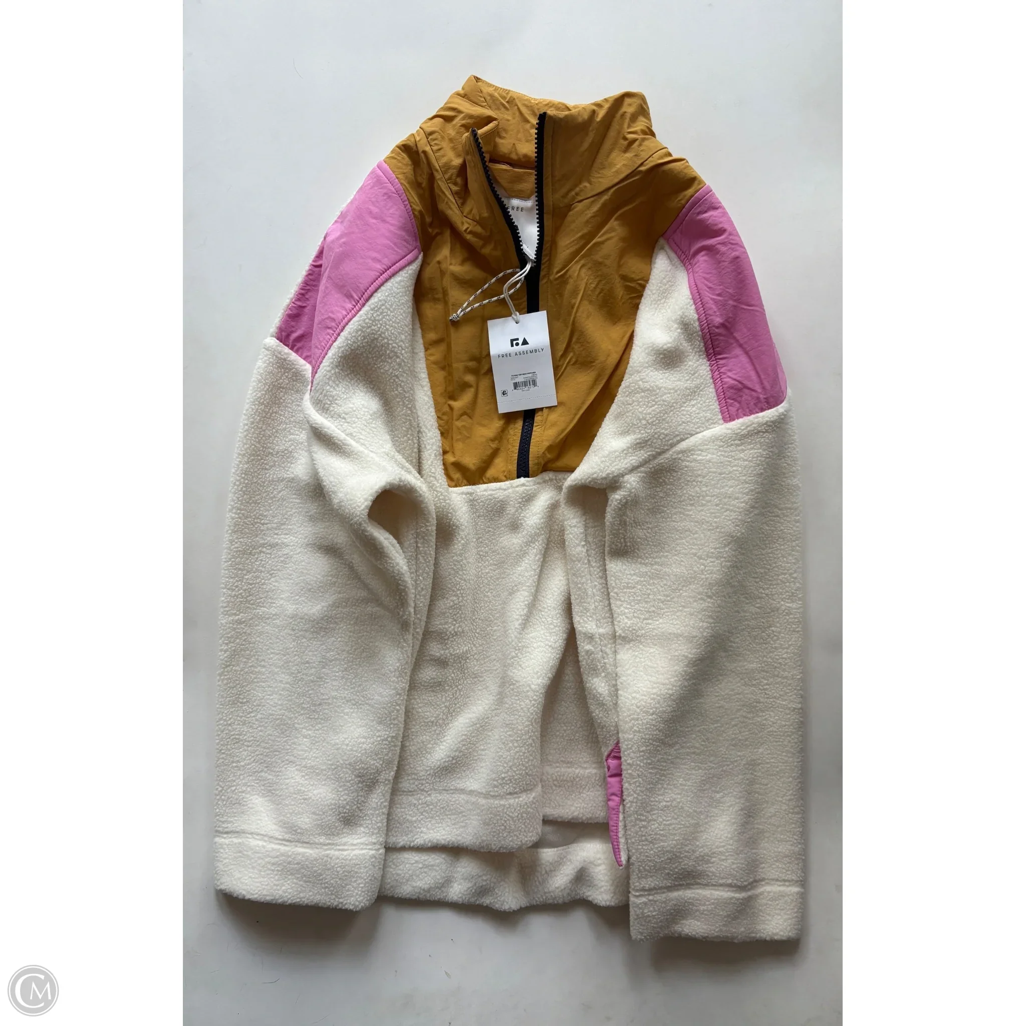 Jacket Faux Fur & Sherpa By Free Assembly In Cream, Size: Xl - Image 1