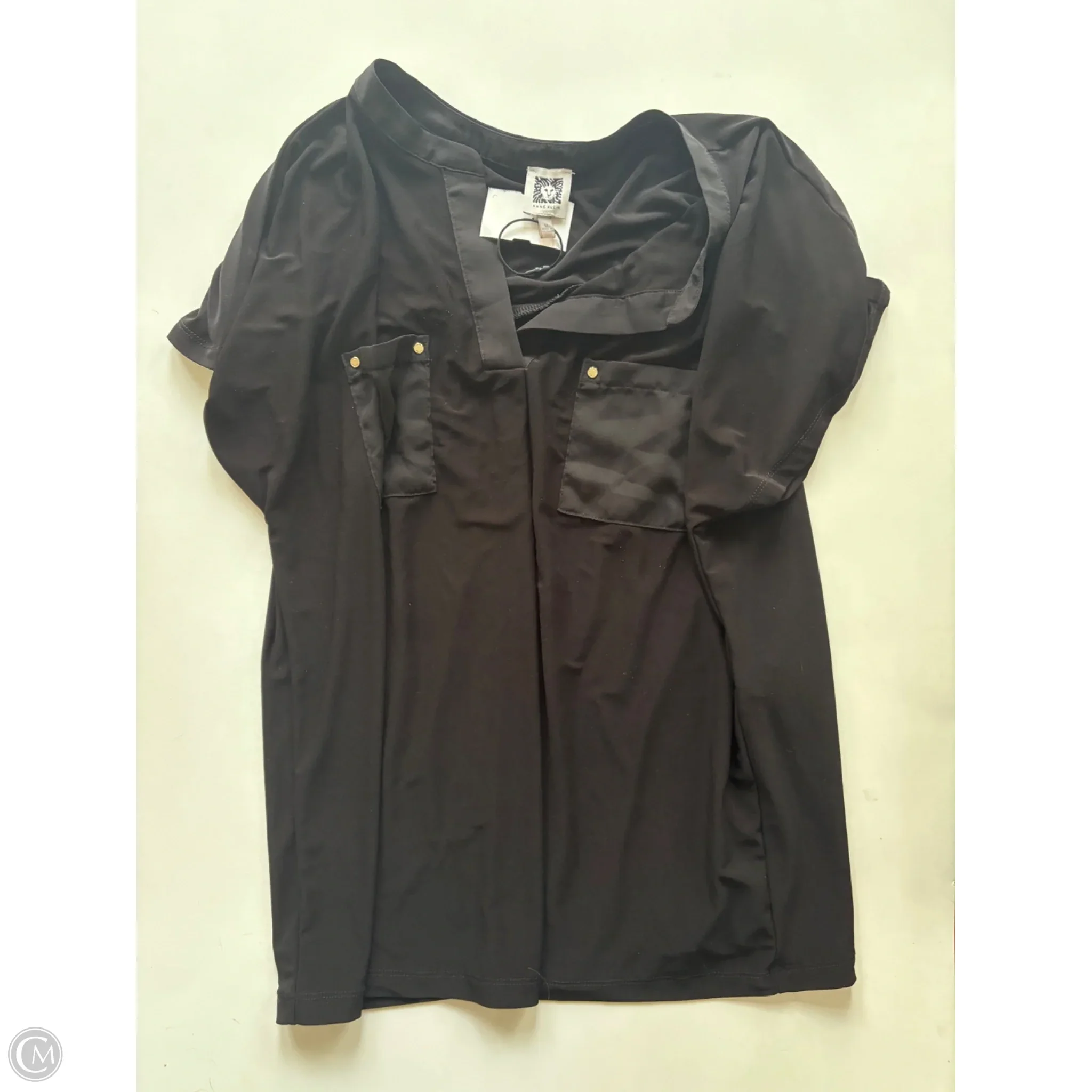 Blouse Short Sleeve By Anne Klein In Black, Size: M - Image 1