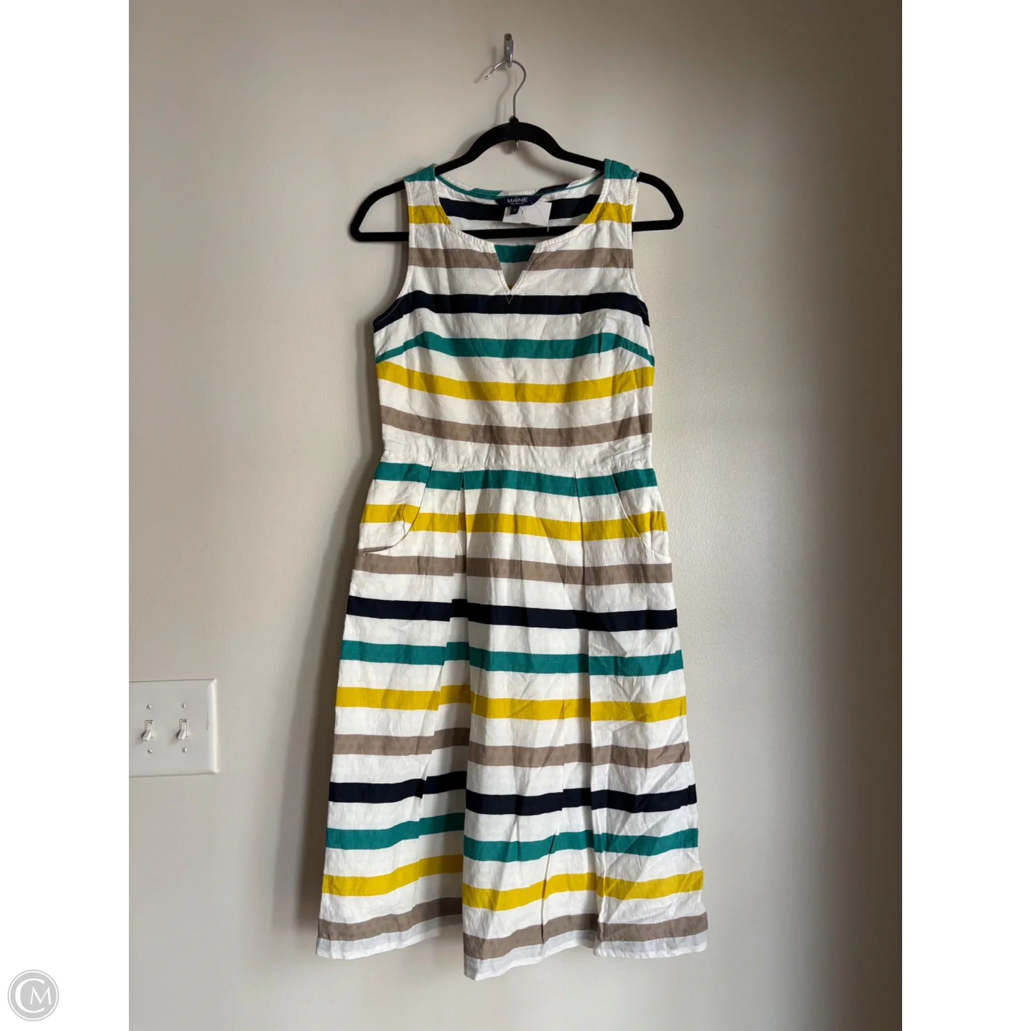 Dress Casual Midi By Maine In Striped Pattern, Size: M - Image 1