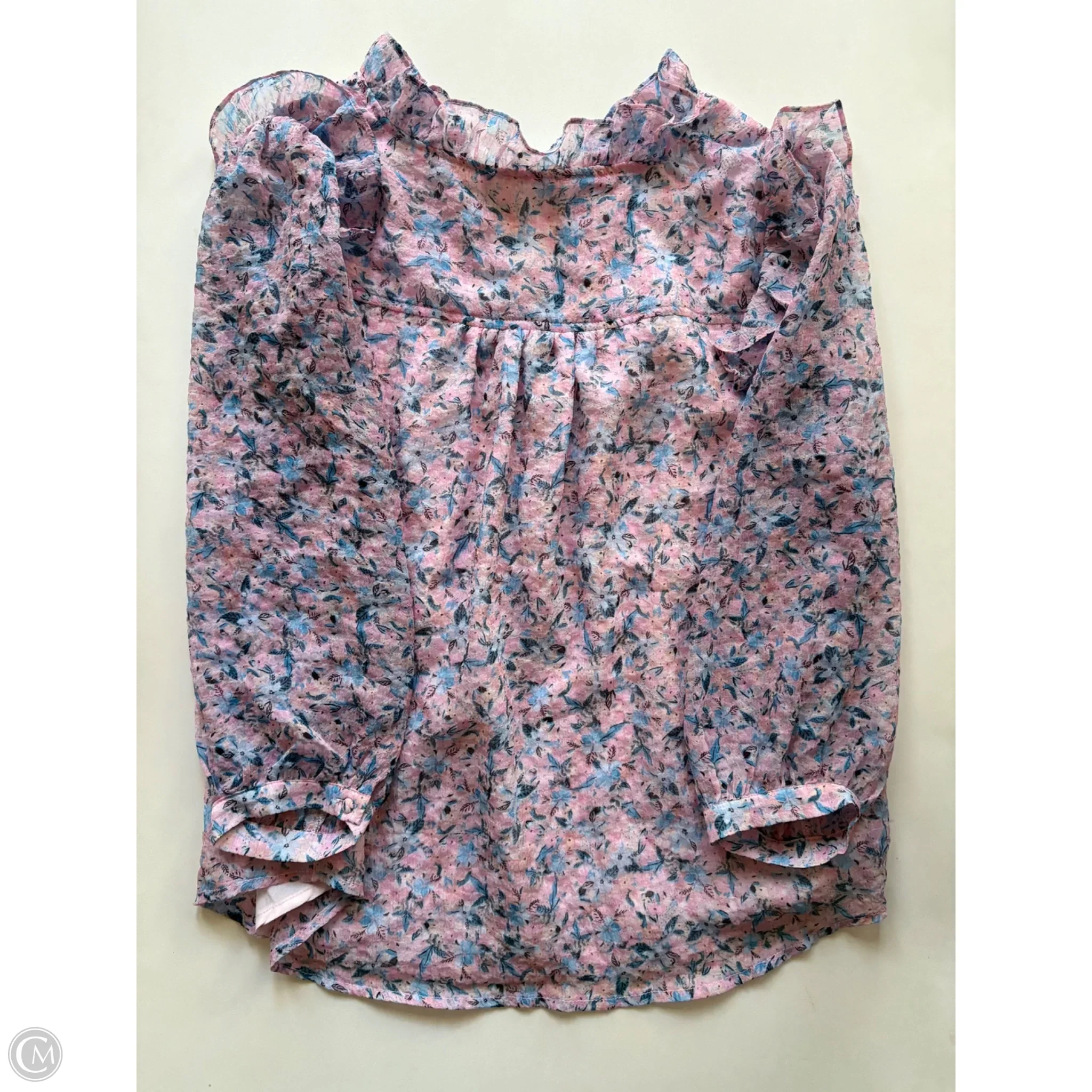 Blouse Short Sleeve By Karlie In Pink, Size: L - Image 2