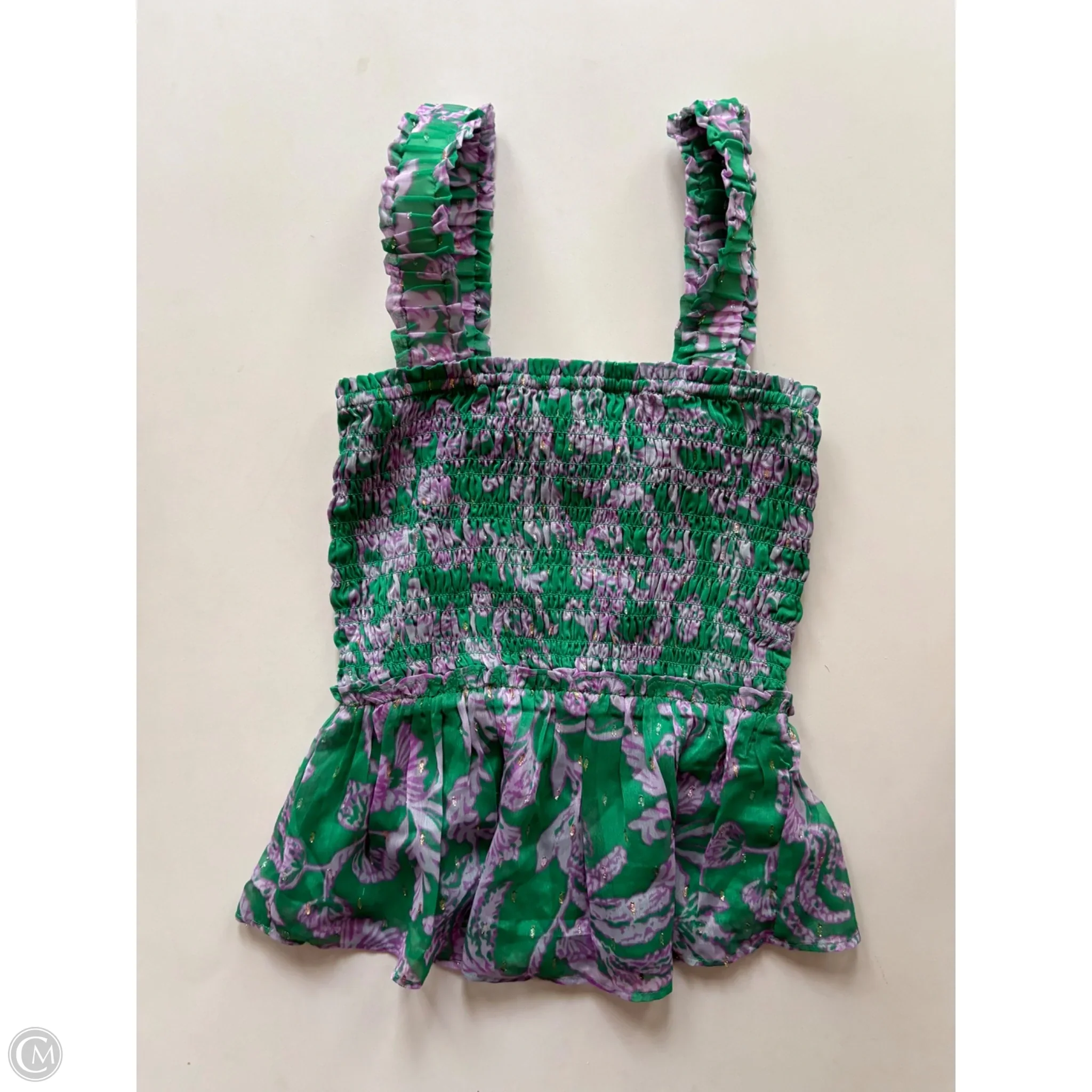 Tank Top Designer By Lilly Pulitzer In Green & Purple, Size: Xs - Image 1
