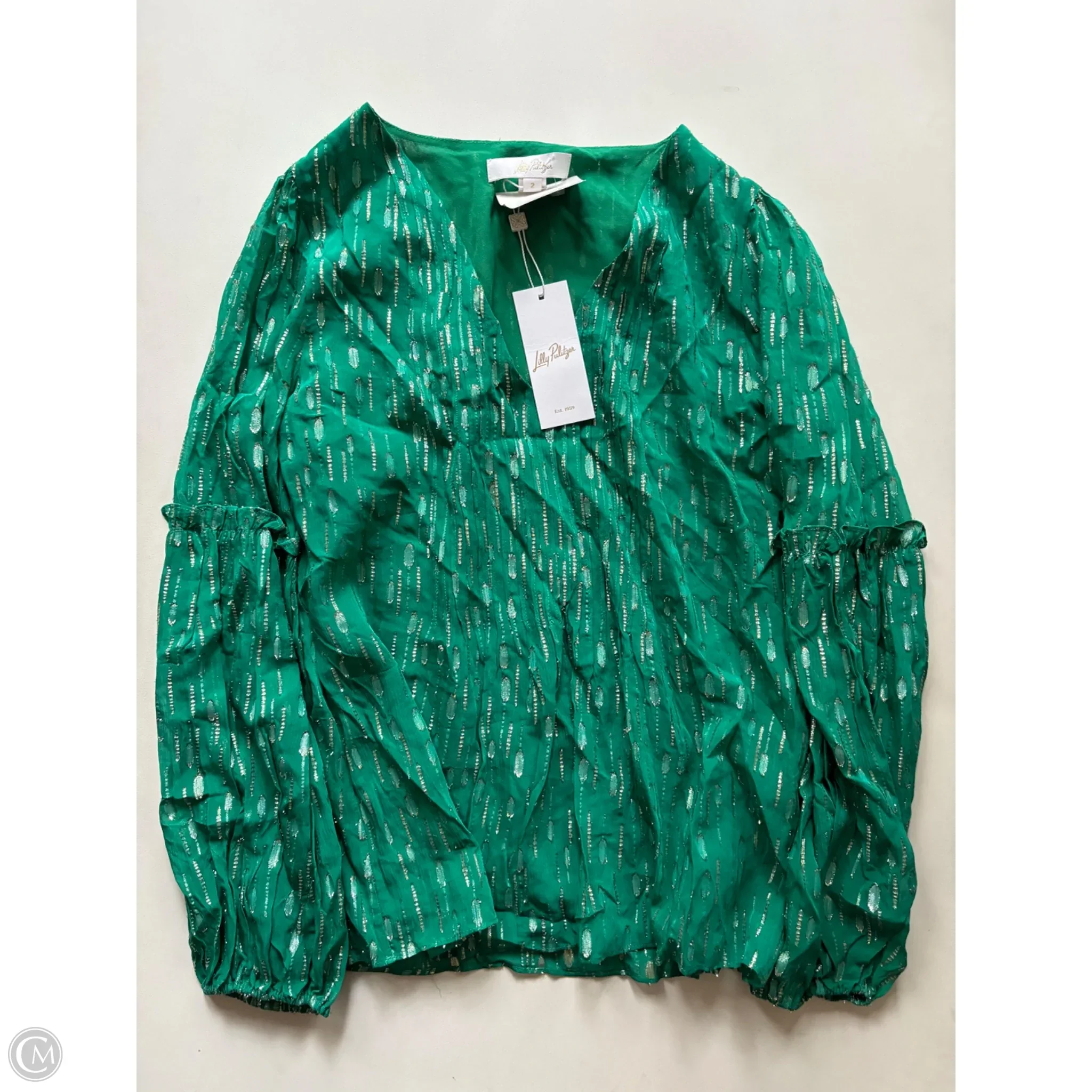 Blouse Designer By Lilly Pulitzer In Green, Size: 2 - Image 1