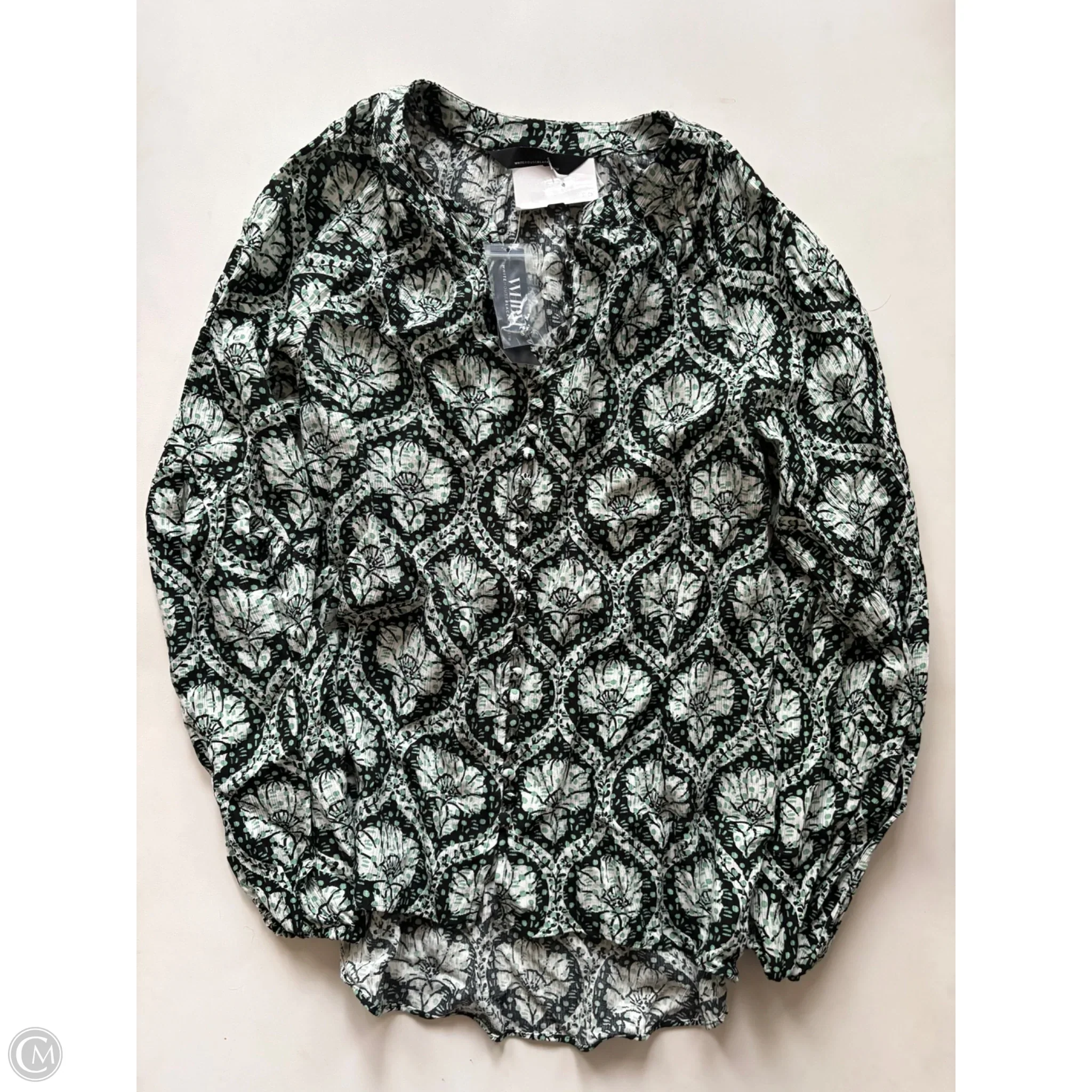 Blouse Long Sleeve By White House Black Market In Green, Size: Xs - Image 1