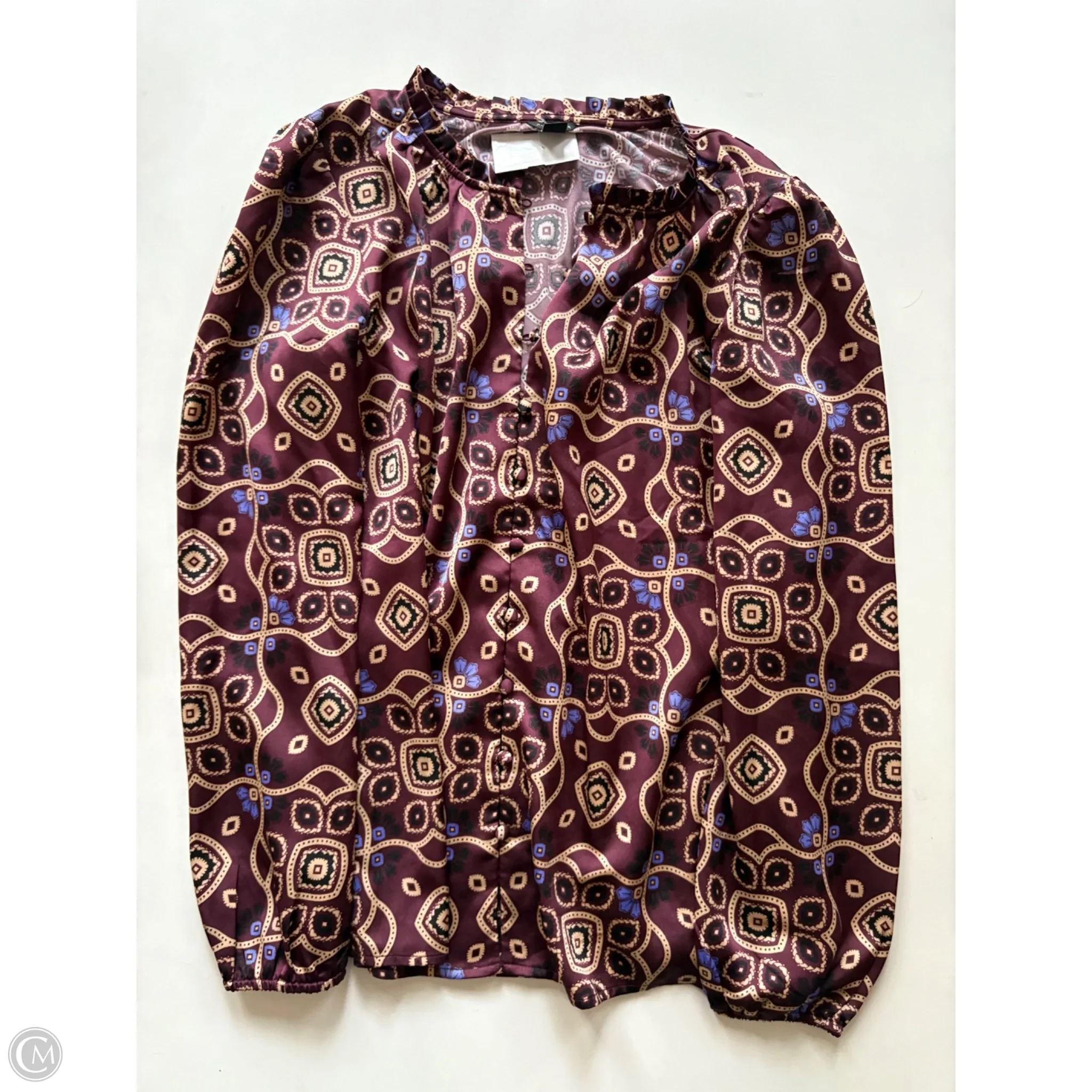 Blouse Long Sleeve By Ann Taylor In Maroon, Size: Xs - Image 1