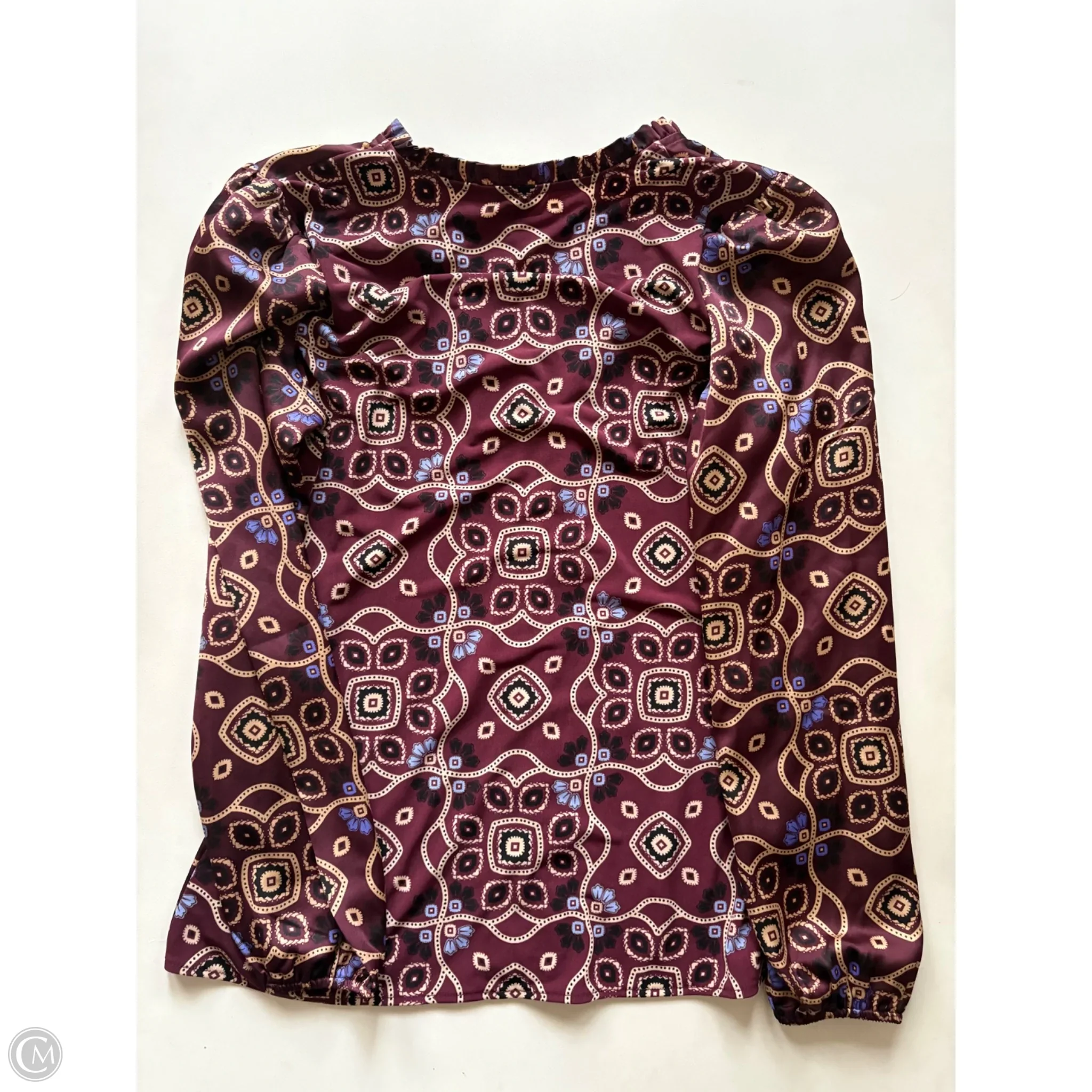 Blouse Long Sleeve By Ann Taylor In Maroon, Size: Xs - Image 2