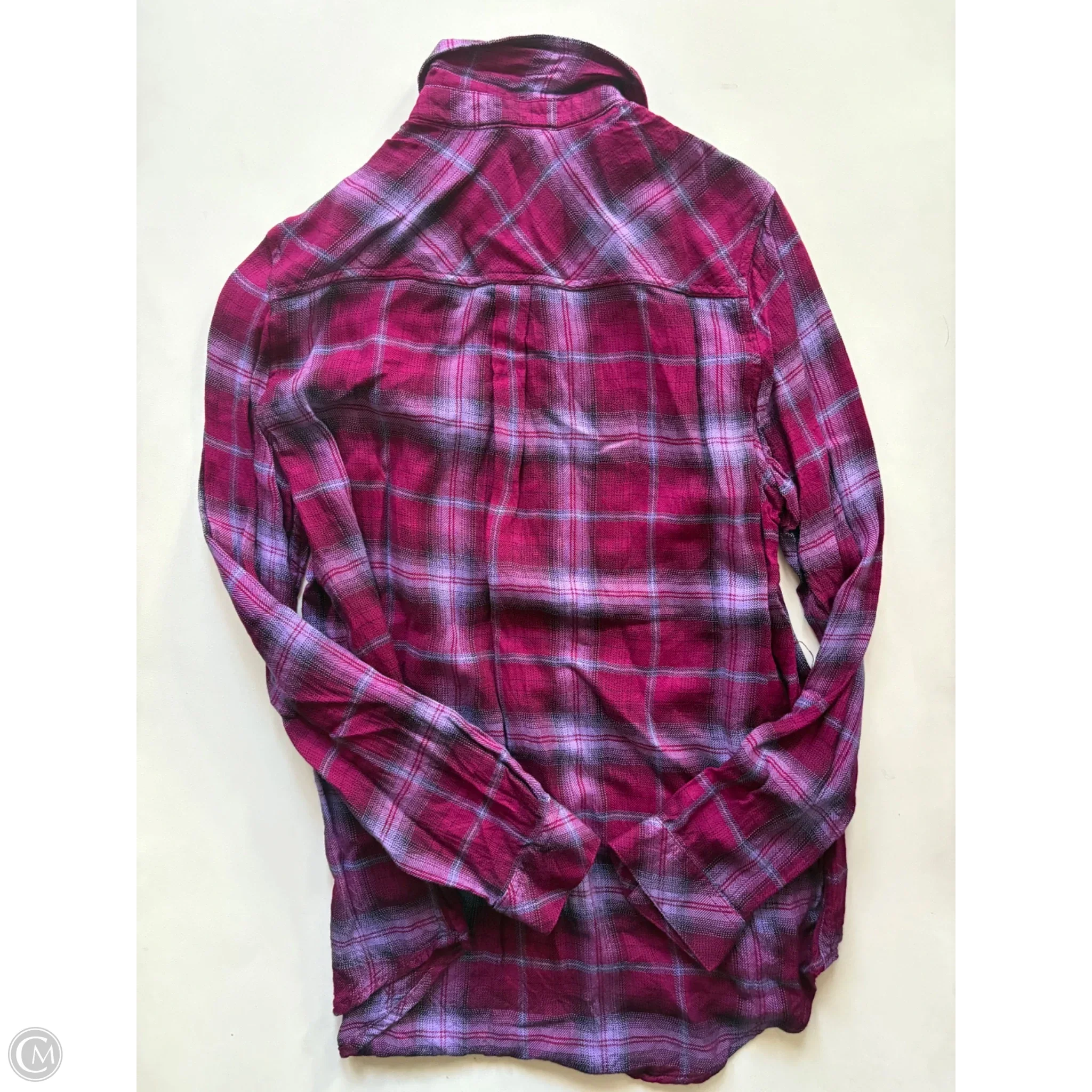 Top Long Sleeve By Beachlunchlounge In Plaid Pattern, Size: S - Image 2