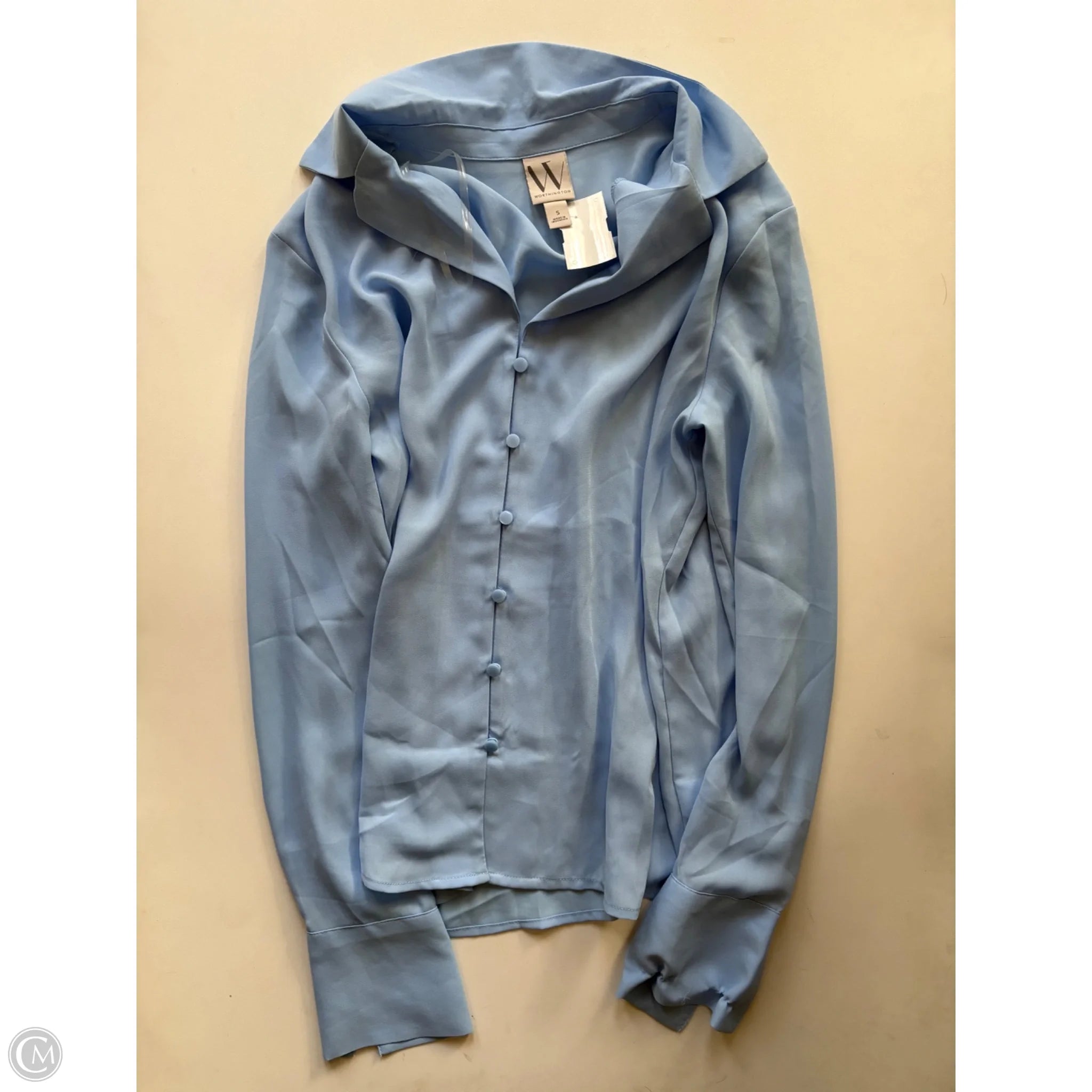 Blouse Long Sleeve By Worthington In Blue, Size: S - Image 1