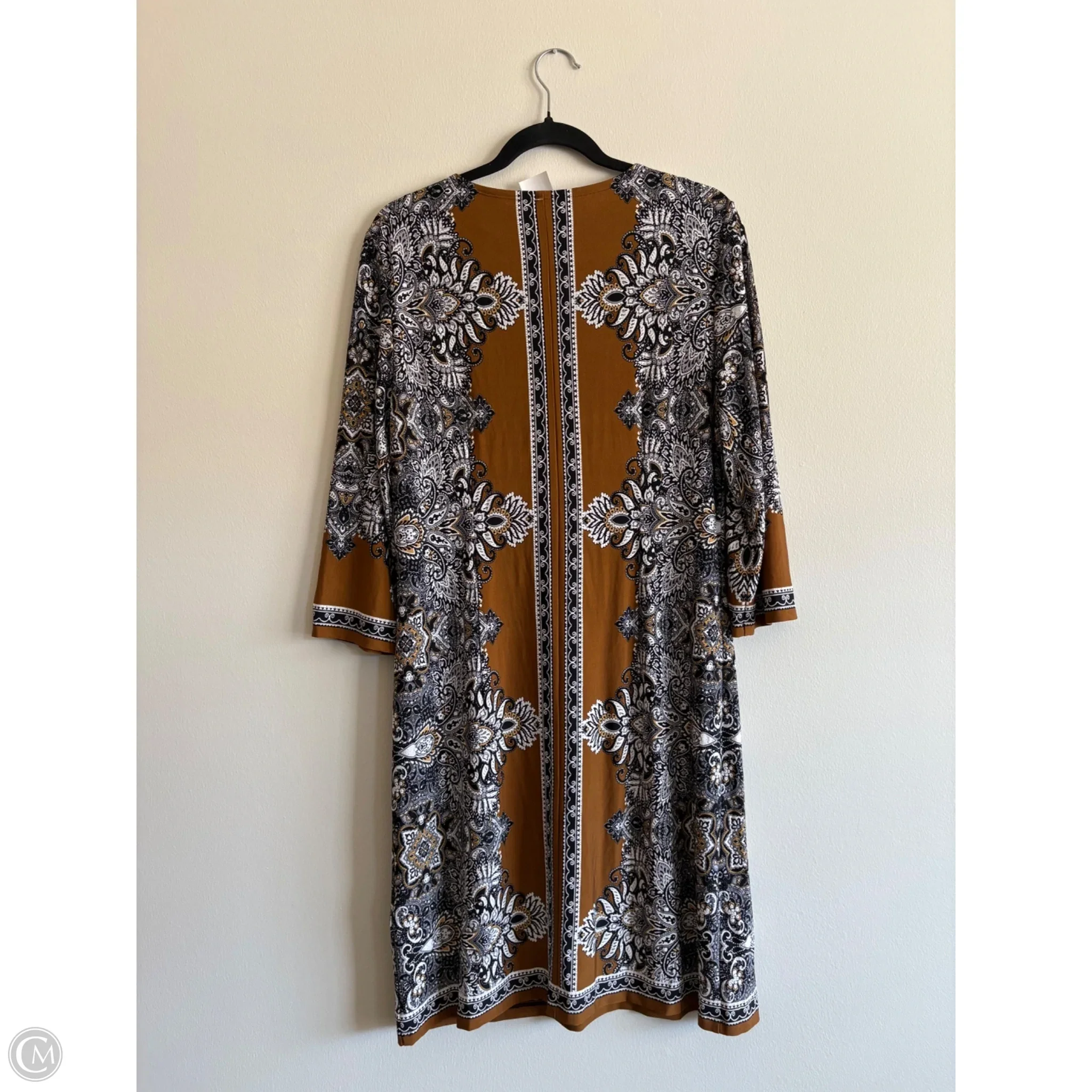 Dress Work By Sandra Darren In Brown & White, Size: L - Image 2