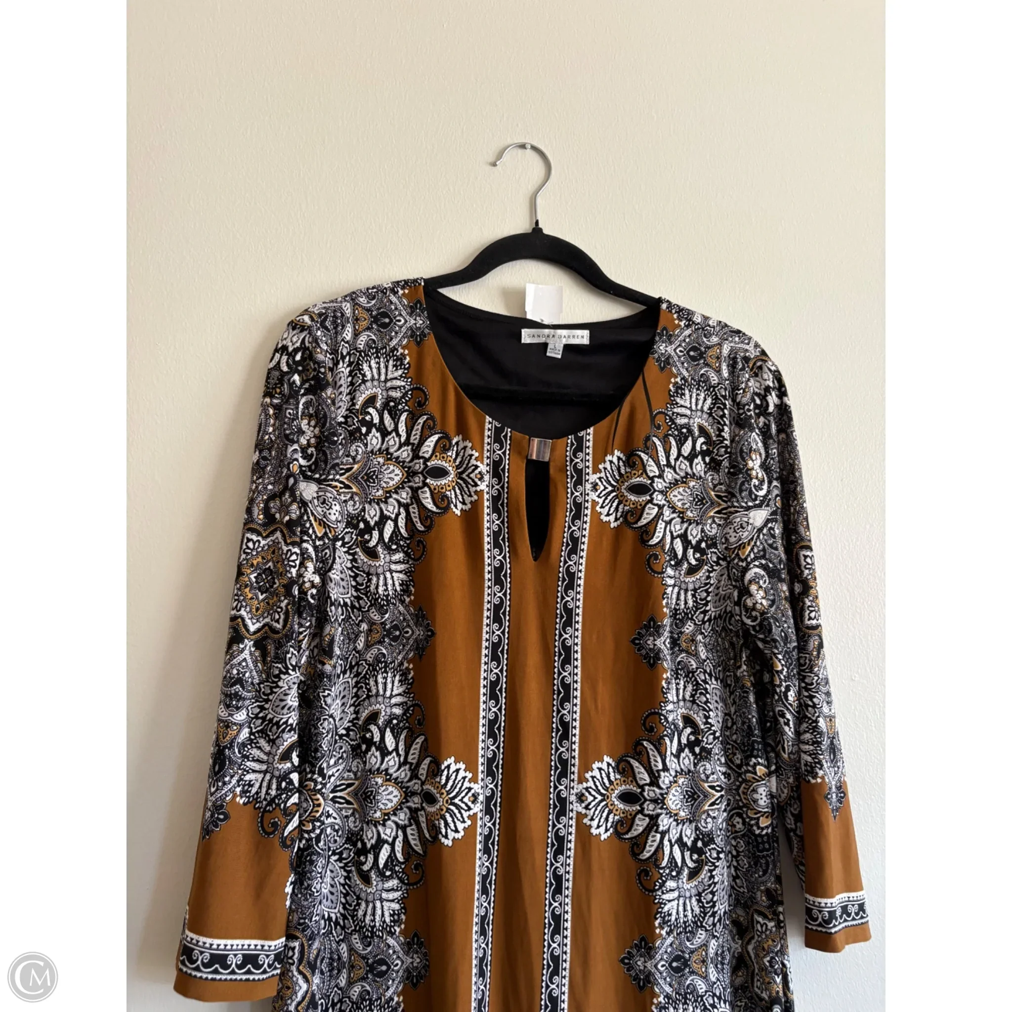 Dress Work By Sandra Darren In Brown & White, Size: L - Image 3