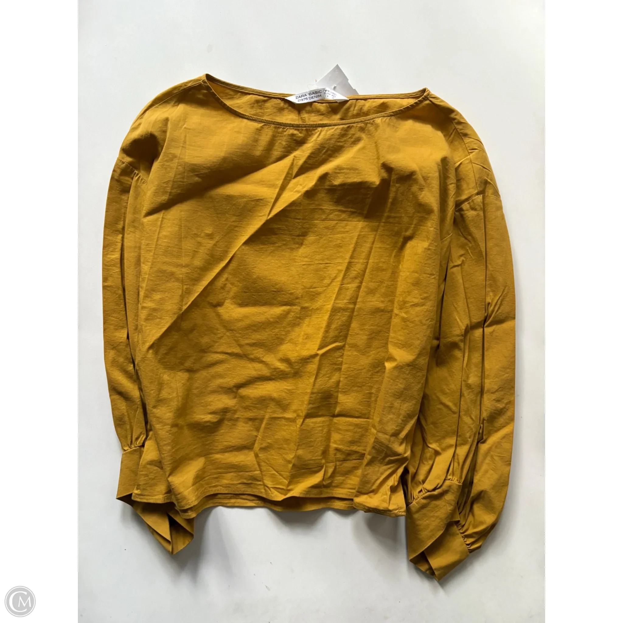 Top Long Sleeve By Zara Basic In Yellow, Size: M - Image 1