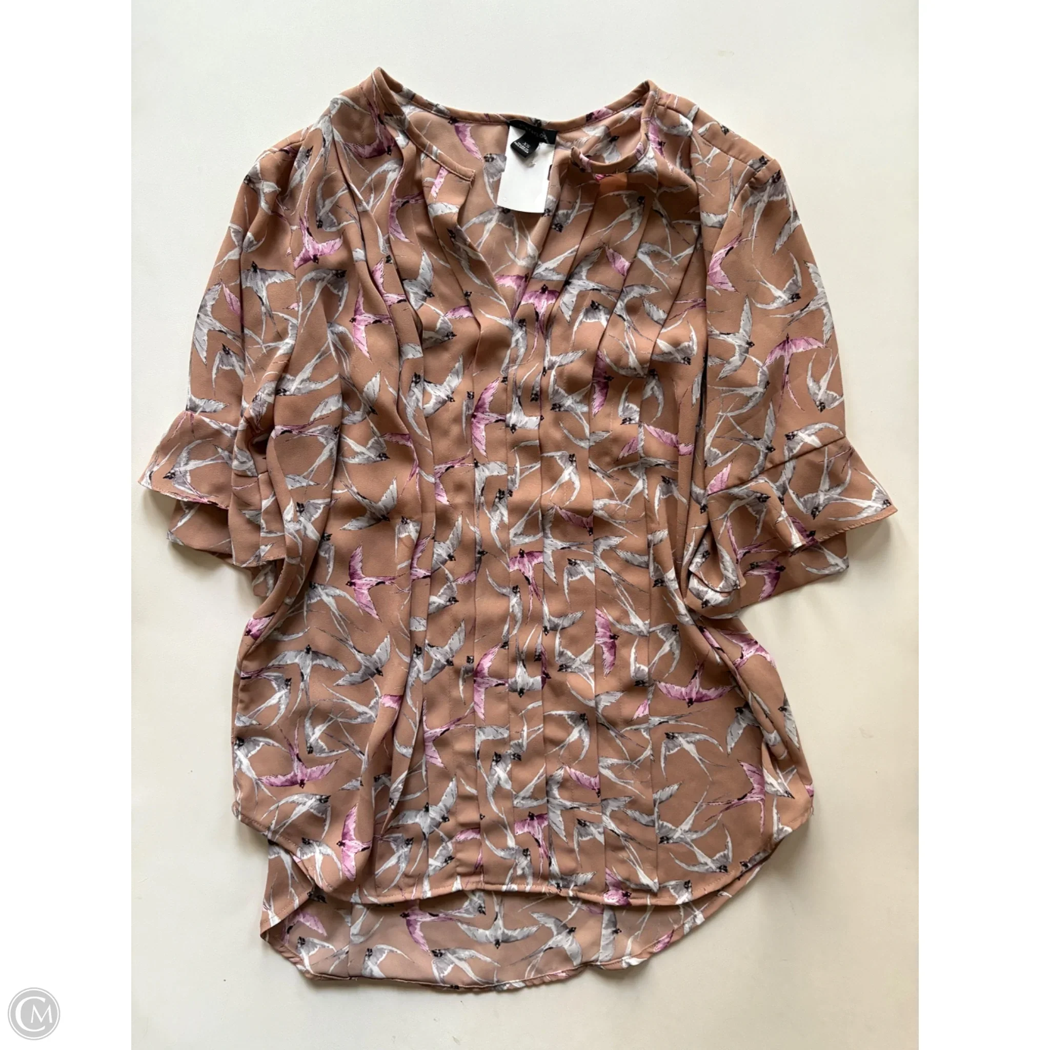 Blouse Short Sleeve By Ann Taylor In Brown, Size: Xs - Image 1