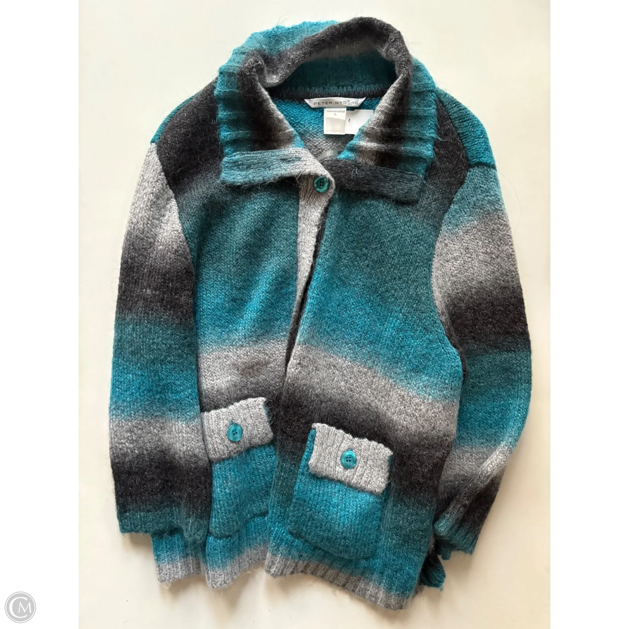 Sweater Cardigan By Peter Nygard In Blue, Size: L - Image 1