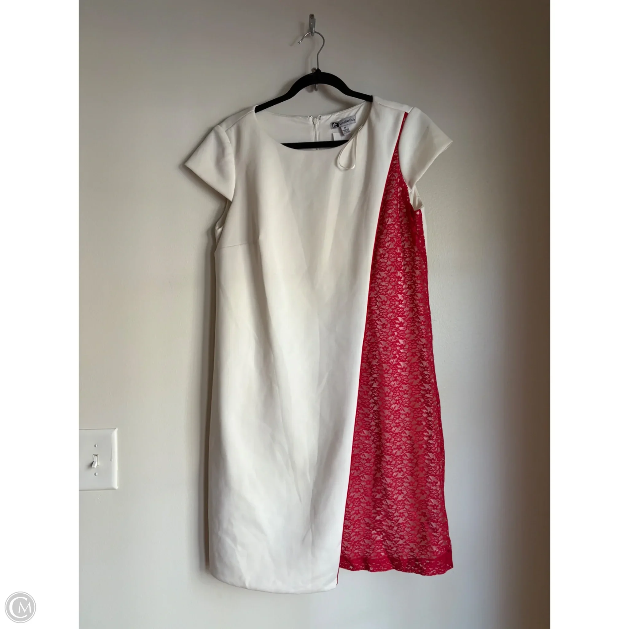 Dress Work By Leslie Fay In Red & White, Size: L - Image 1