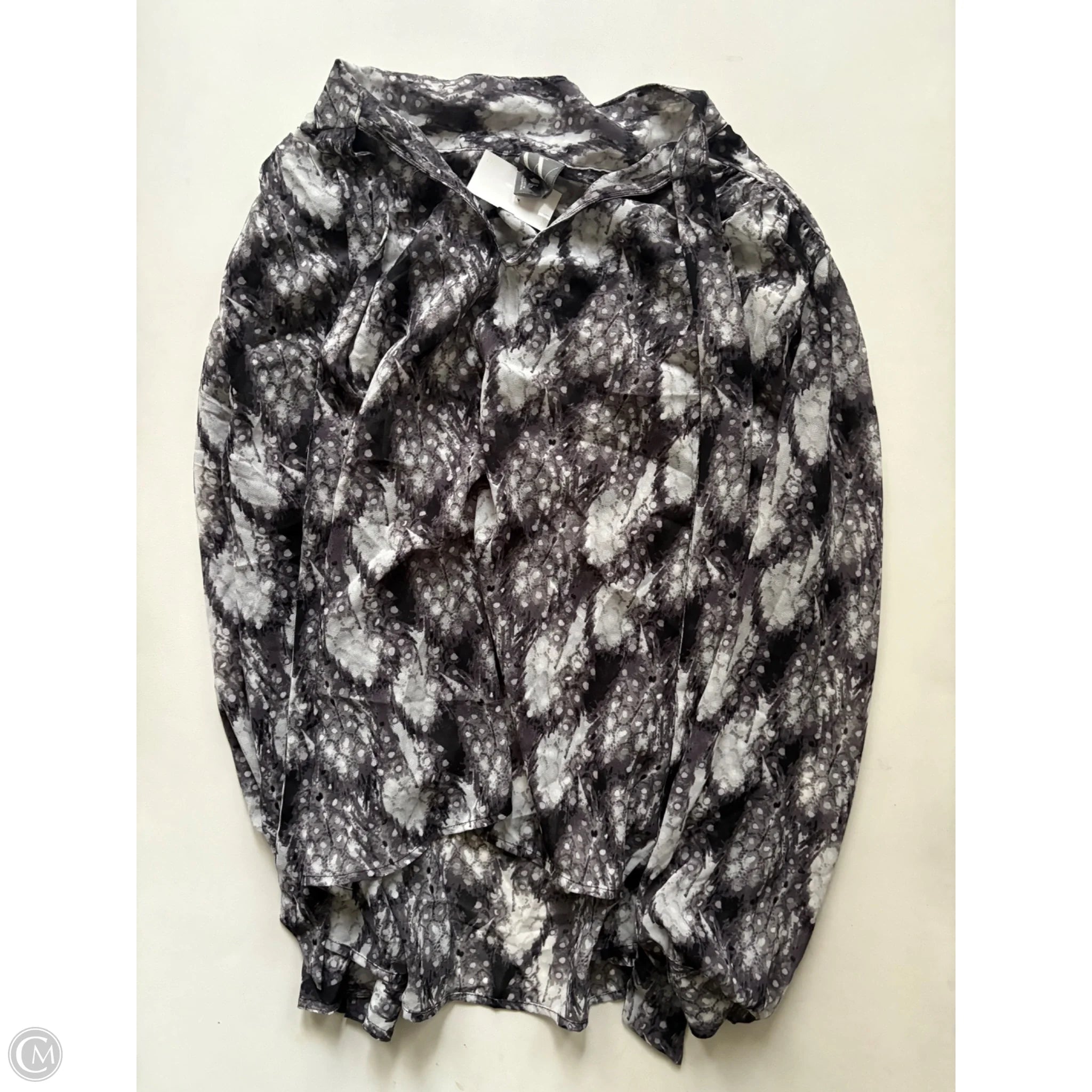 Blouse Long Sleeve By Worthington In Grey - Image 1