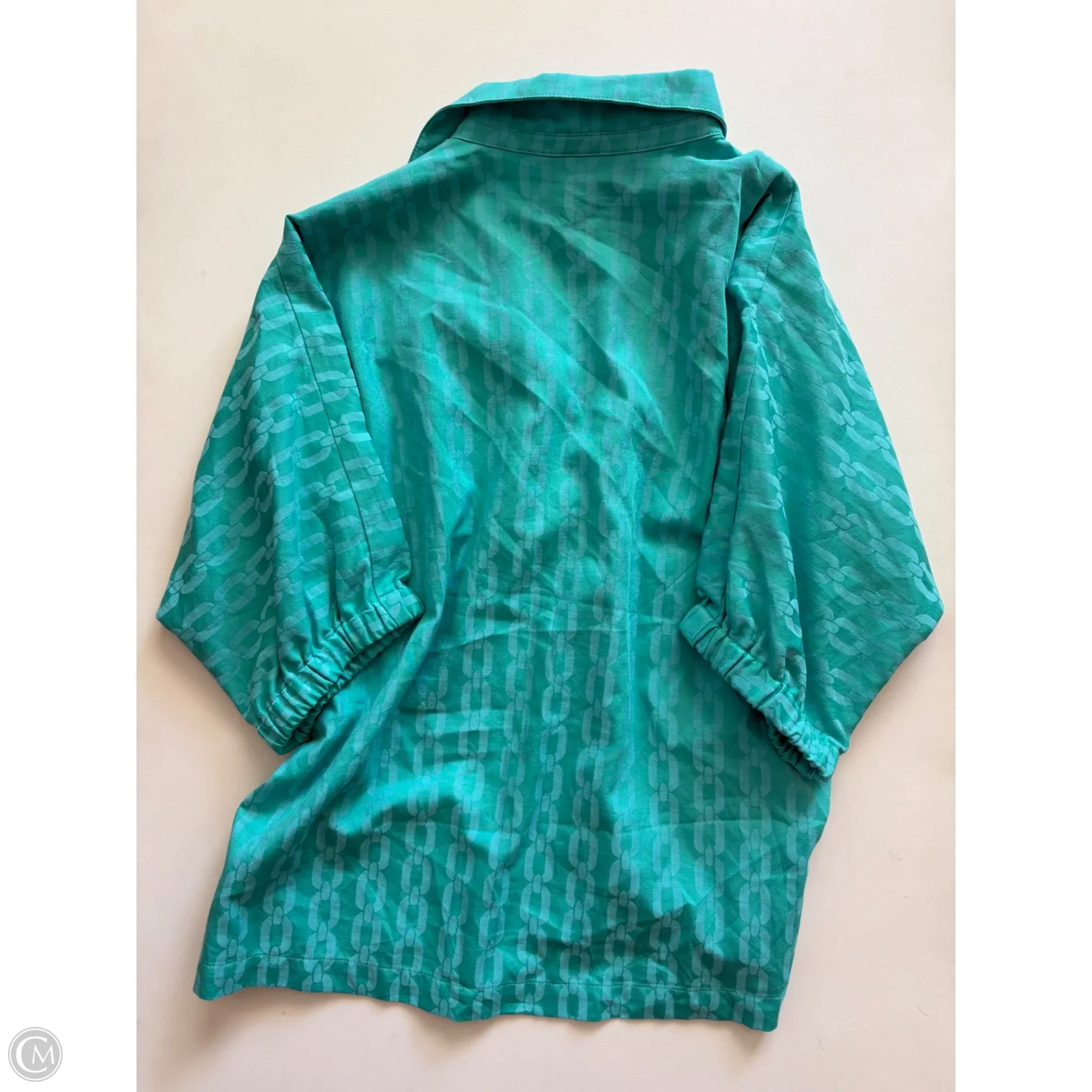 Blouse Short Sleeve By Emily McCarthy In Blue & Green, Size: Xs - Image 2