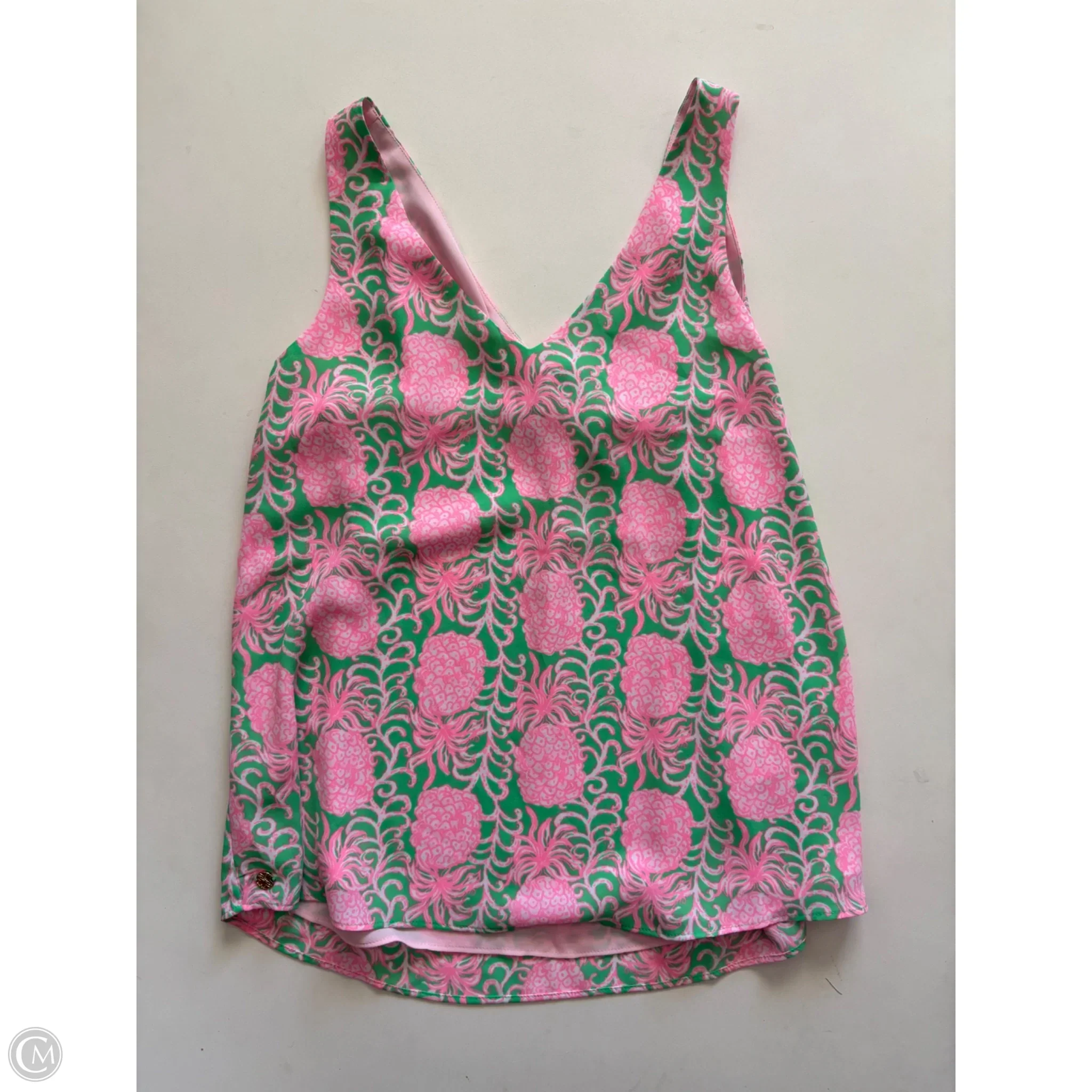 Tank Top Designer By Lilly Pulitzer In Green & Pink, Size: Xs - Image 1