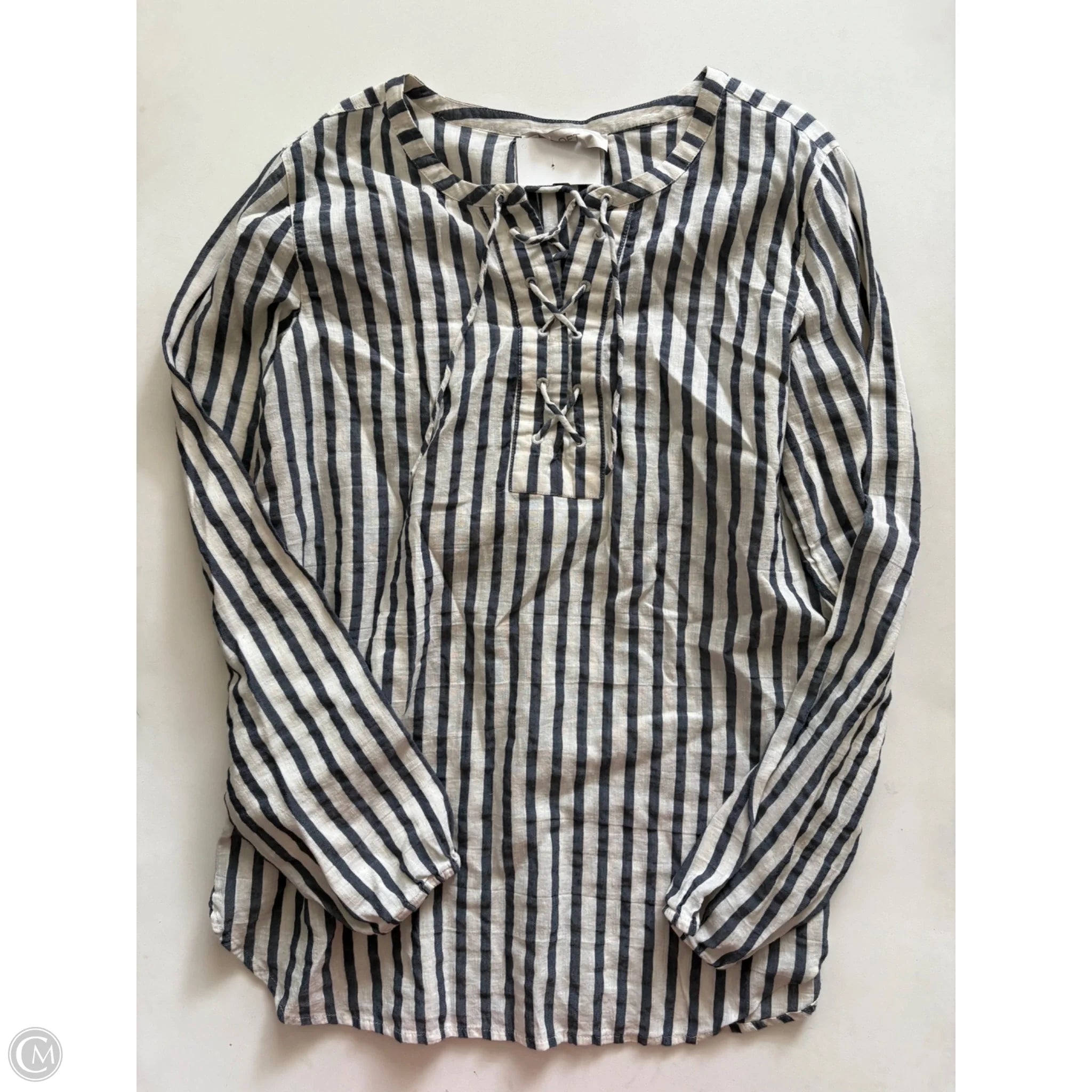 Top Long Sleeve By Loft In Striped Pattern, Size: M - Image 1