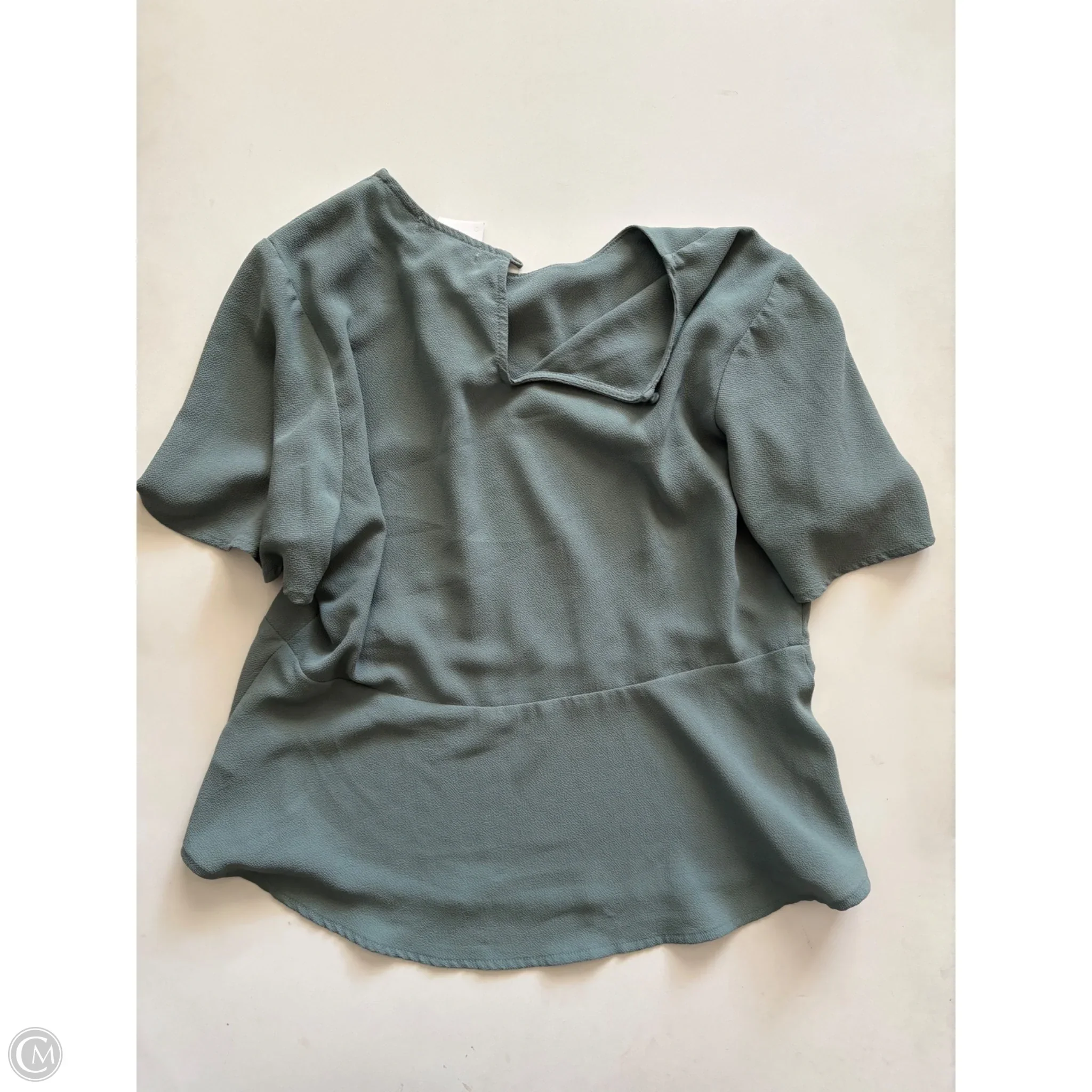 Blouse Short Sleeve By Monteau In Green, Size: L - Image 2