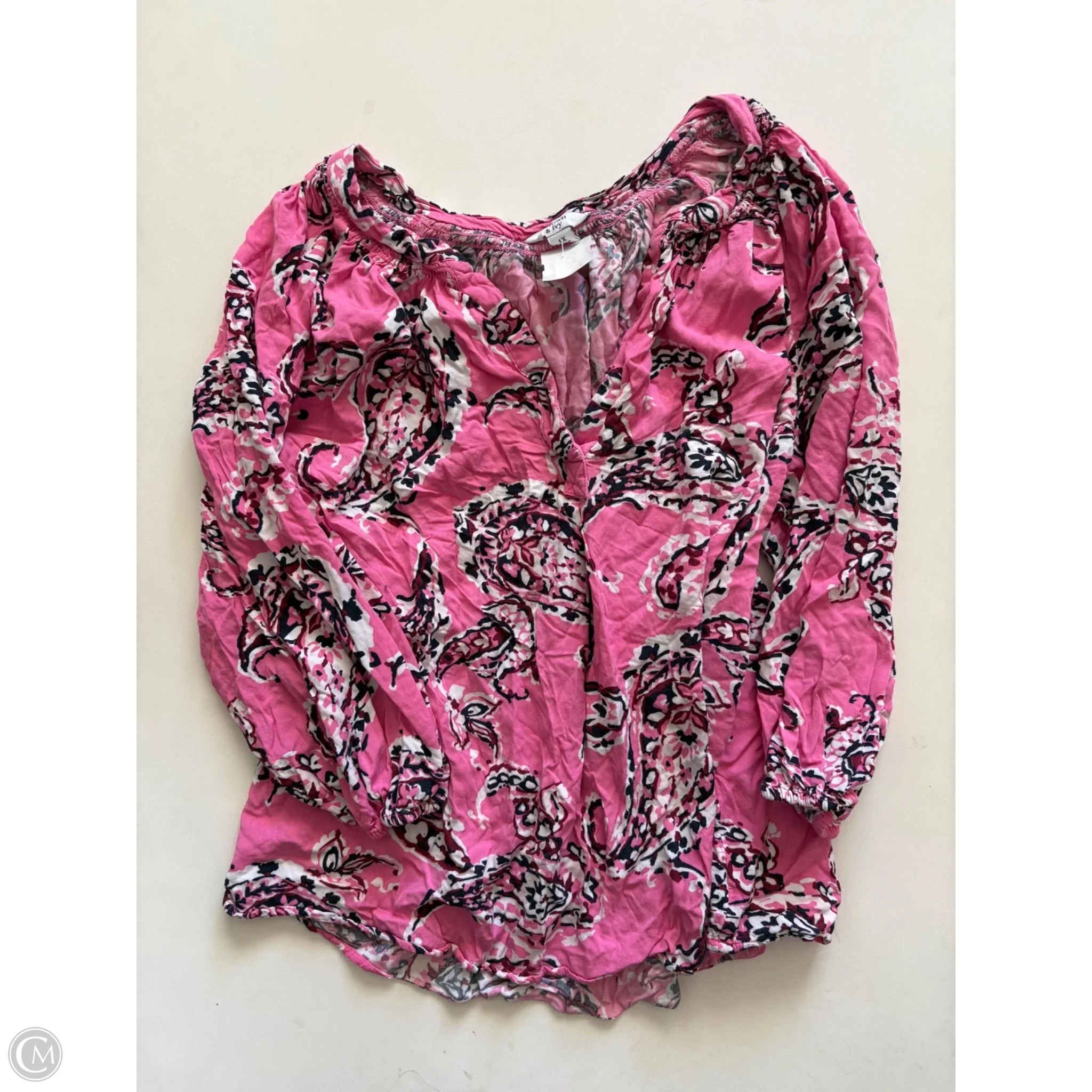 Top Long Sleeve By Crown And Ivy In Pink, Size: 1x - Image 1