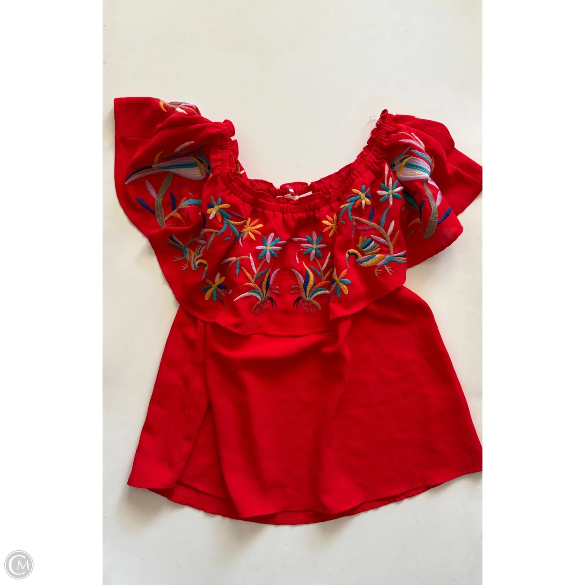 Blouse Short Sleeve By Entro In Orange, Size: L - Image 1