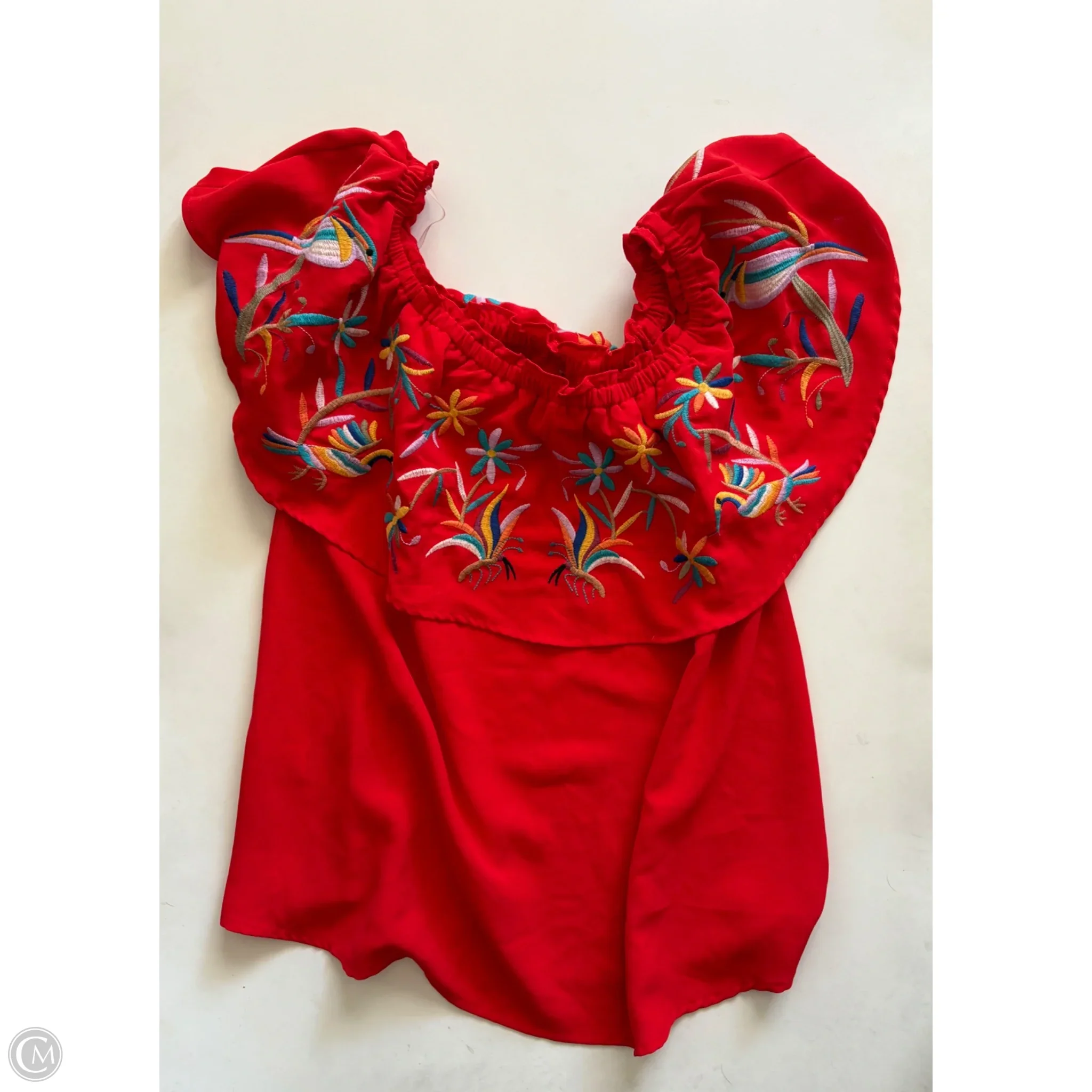 Blouse Short Sleeve By Entro In Orange, Size: L - Image 2