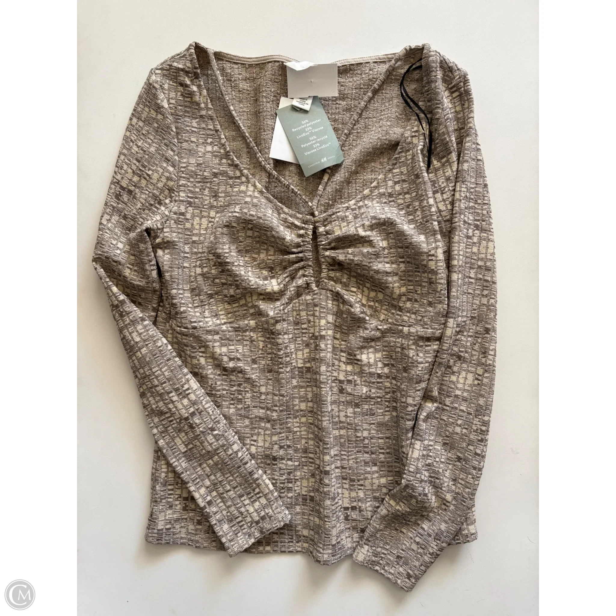 Top Long Sleeve By H&m In Cream, Size: L - Image 1