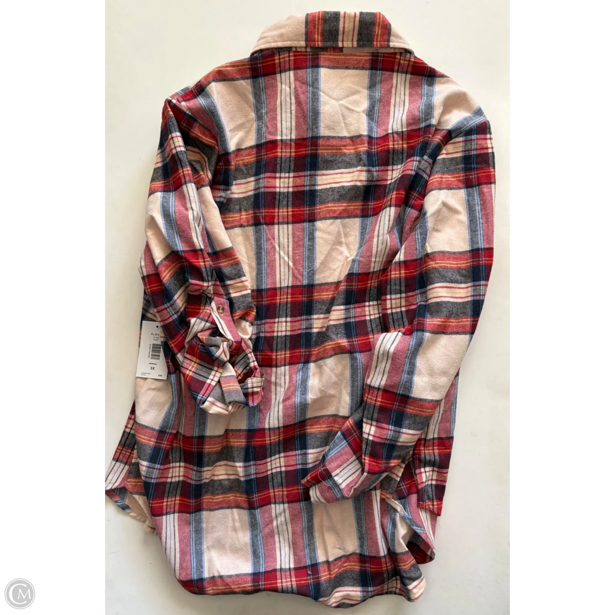 Top Long Sleeve By Donna In Plaid Pattern, Size: 3x - Image 2