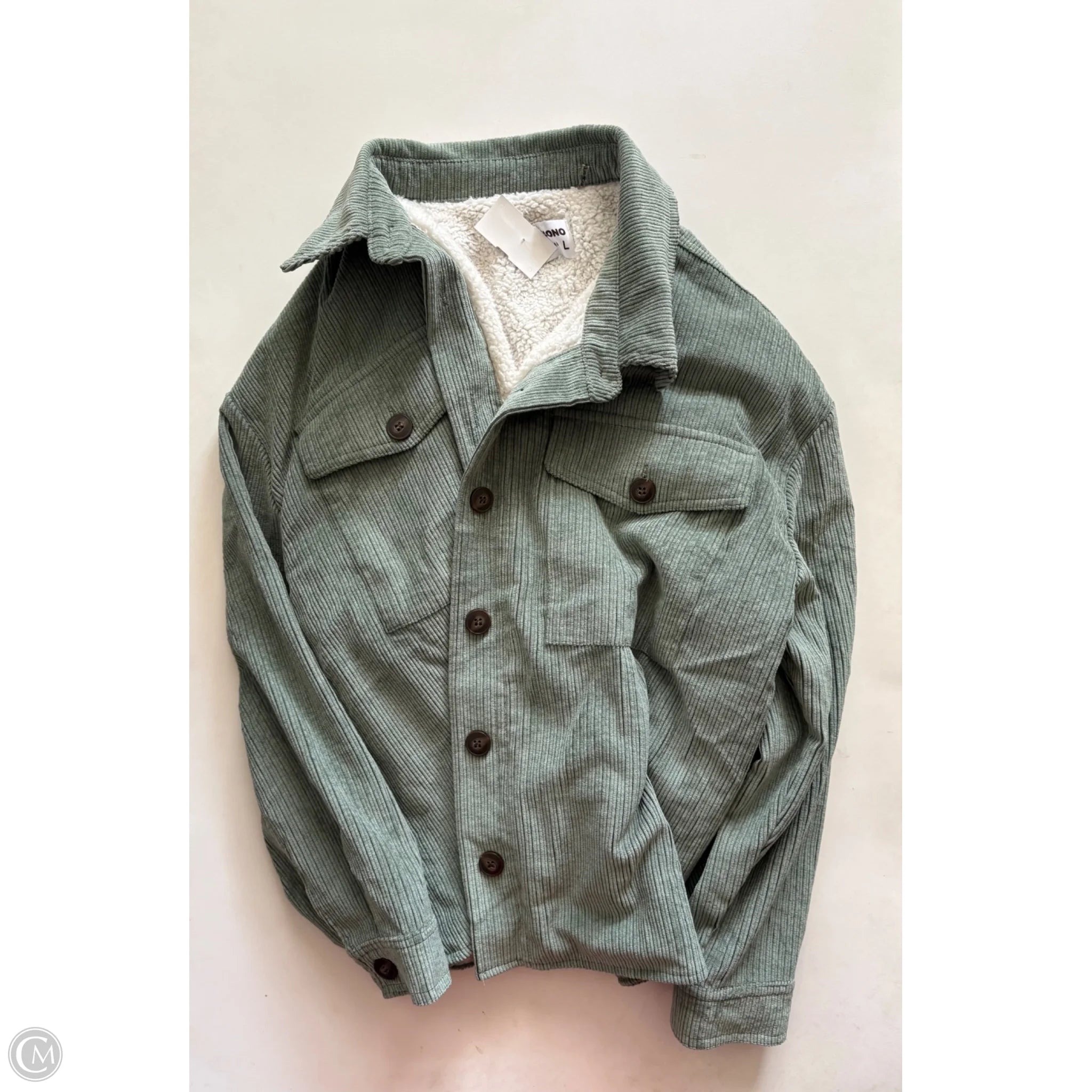 Jacket Faux Fur & Sherpa By Ci Sono In Green, Size: L - Image 1
