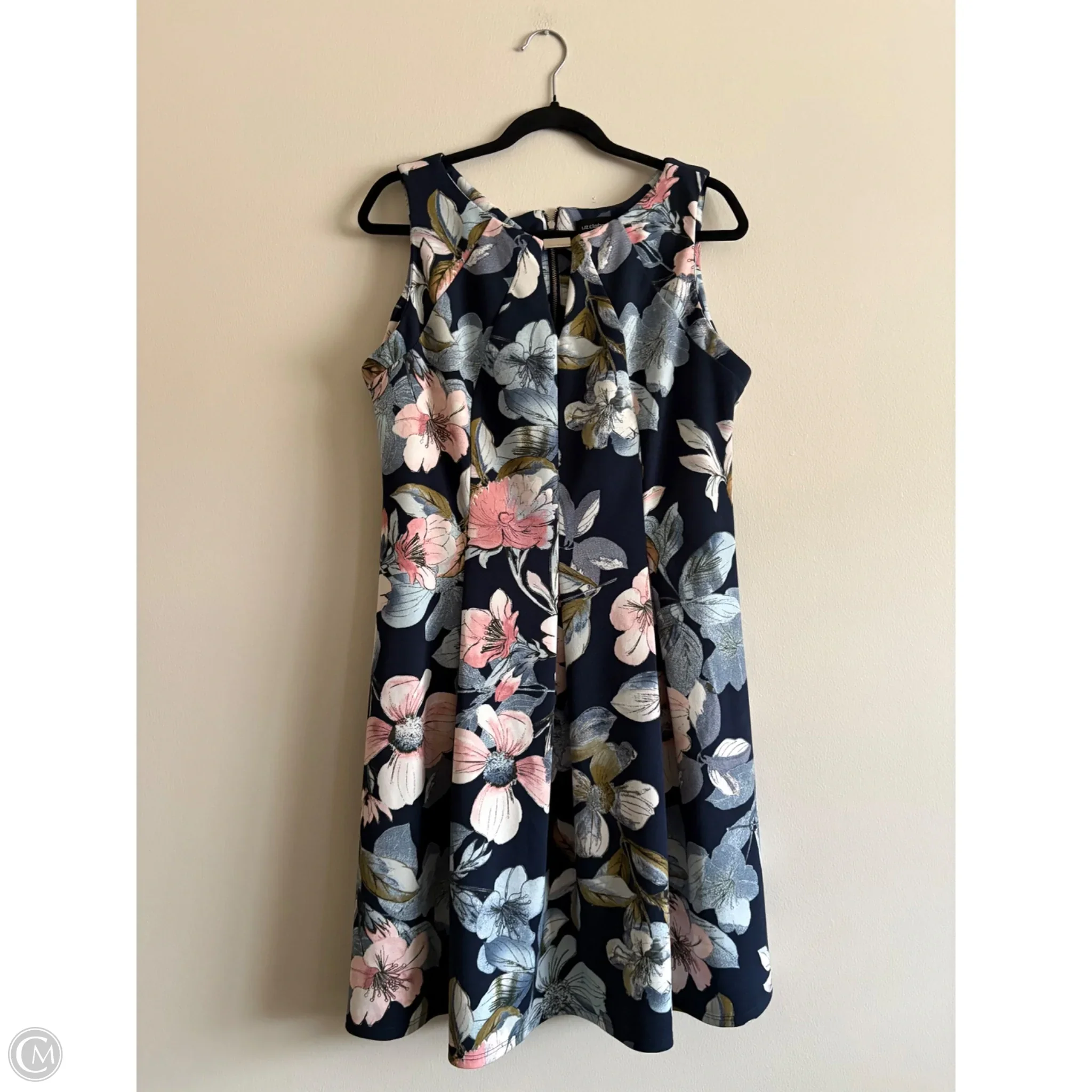 Dress Casual Midi By Liz Claiborne In Floral Print, Size: L - Image 1