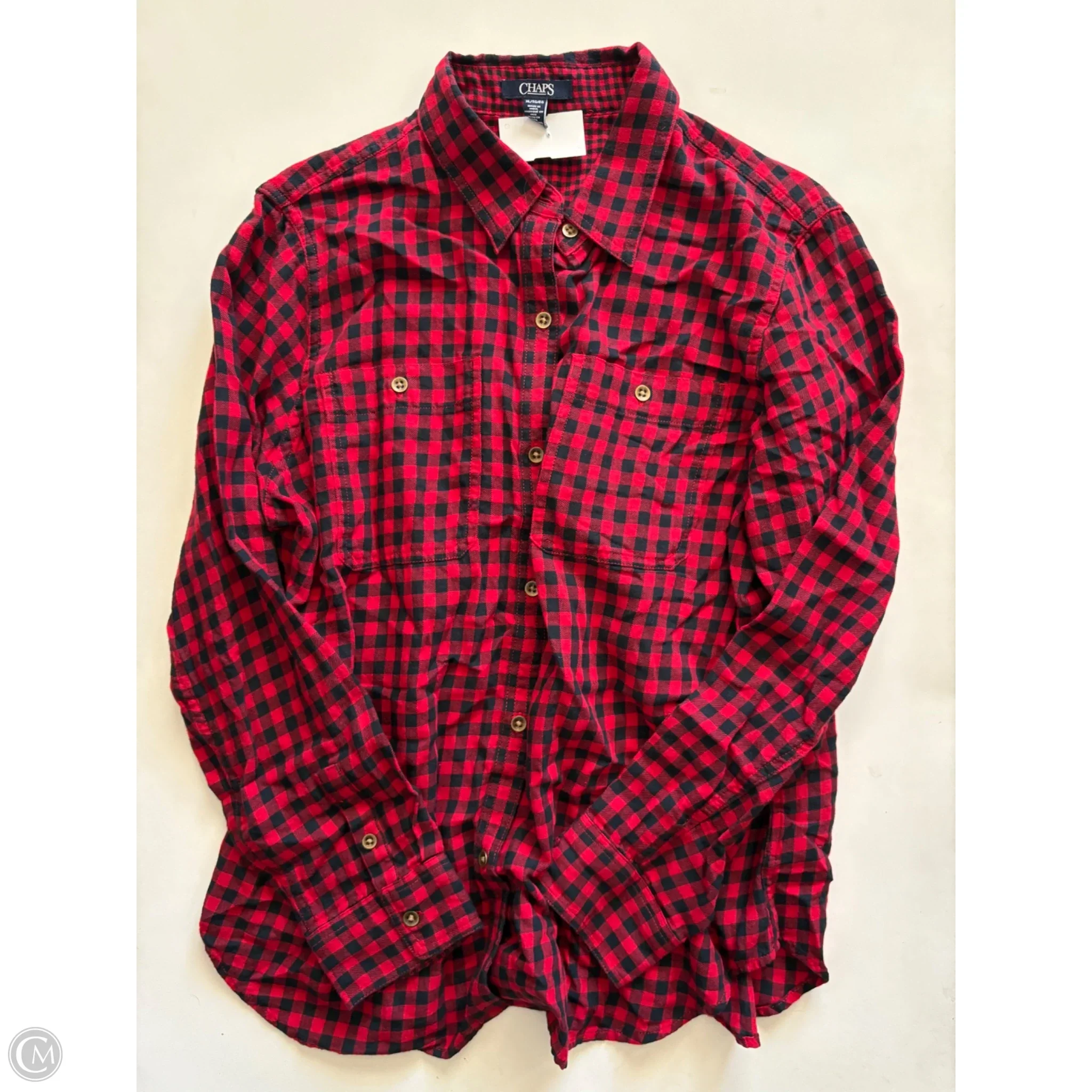 Top Long Sleeve By Chaps In Plaid Pattern, Size: Xl - Image 1
