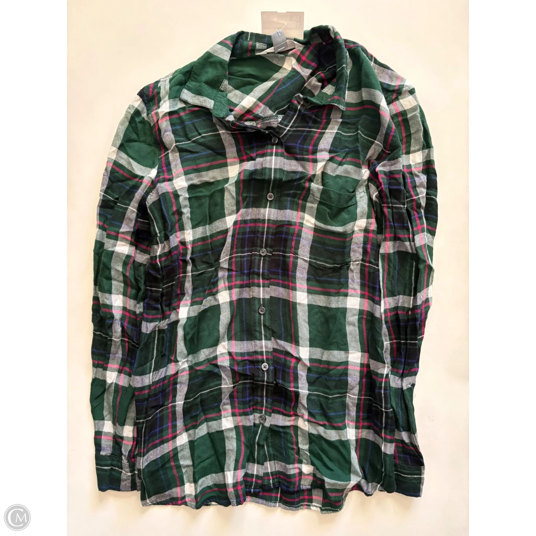 Top Long Sleeve By Old Navy In Plaid Pattern, Size: M - Image 1