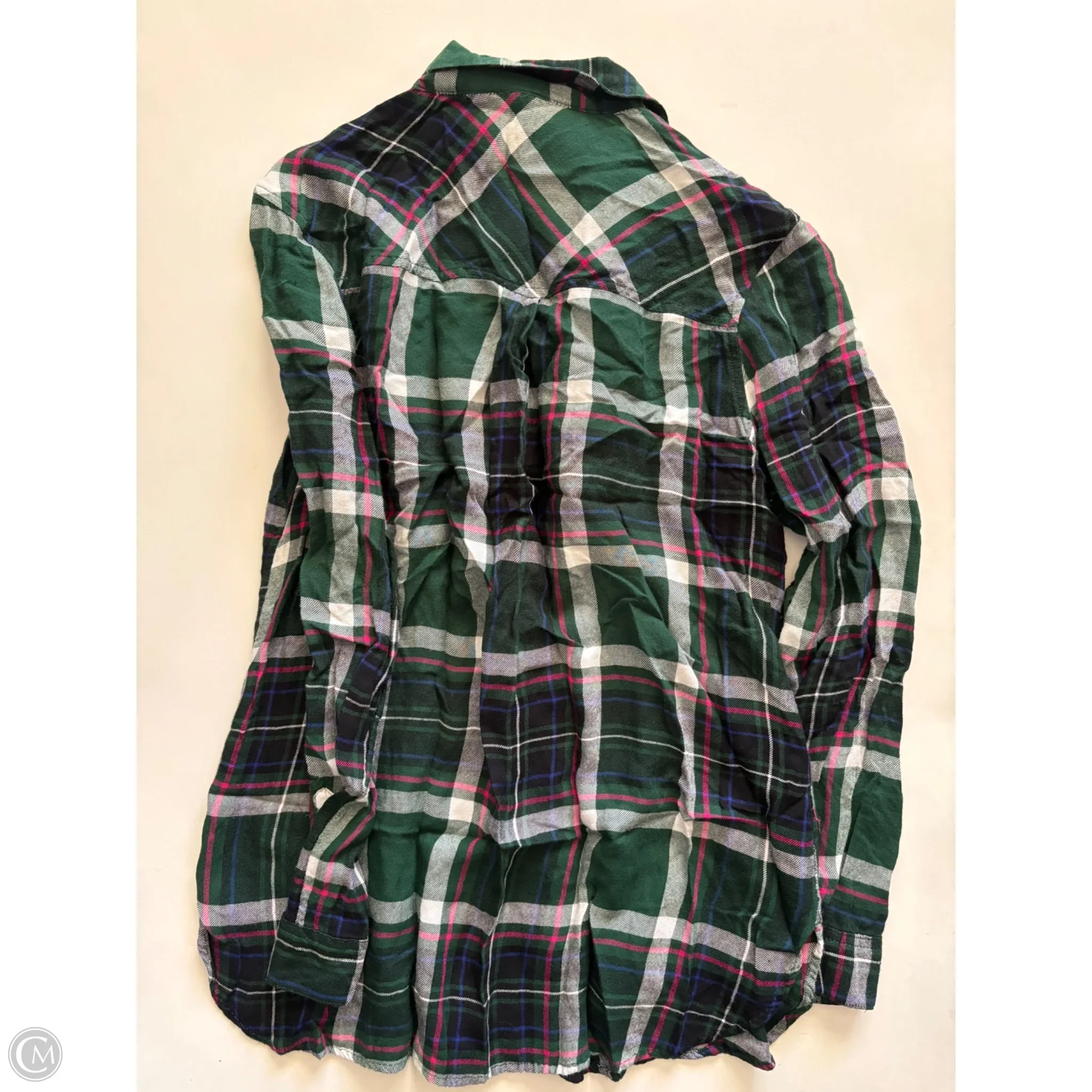 Top Long Sleeve By Old Navy In Plaid Pattern, Size: M - Image 2