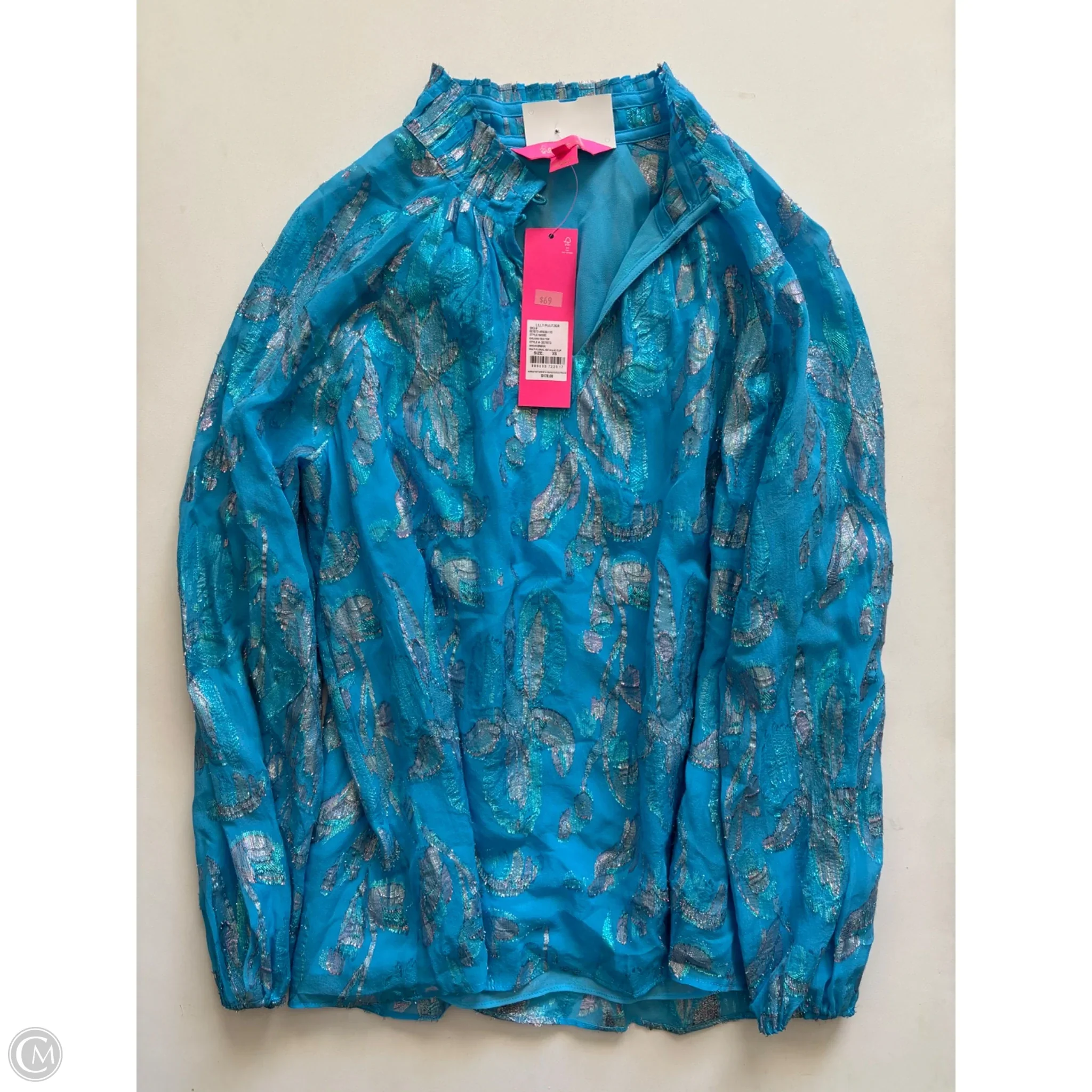 Blouse Designer By Lilly Pulitzer In Blue, Size: Xs - Image 1