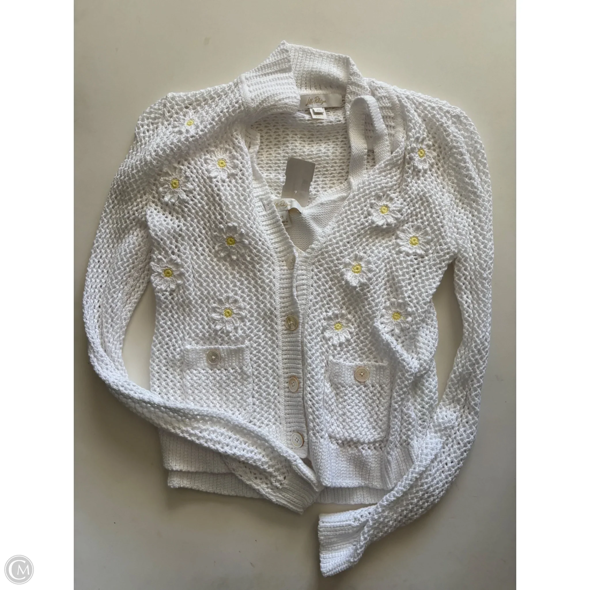 Sweater Cardigan Designer By Lilly Pulitzer In White, Size: Xs - Image 1