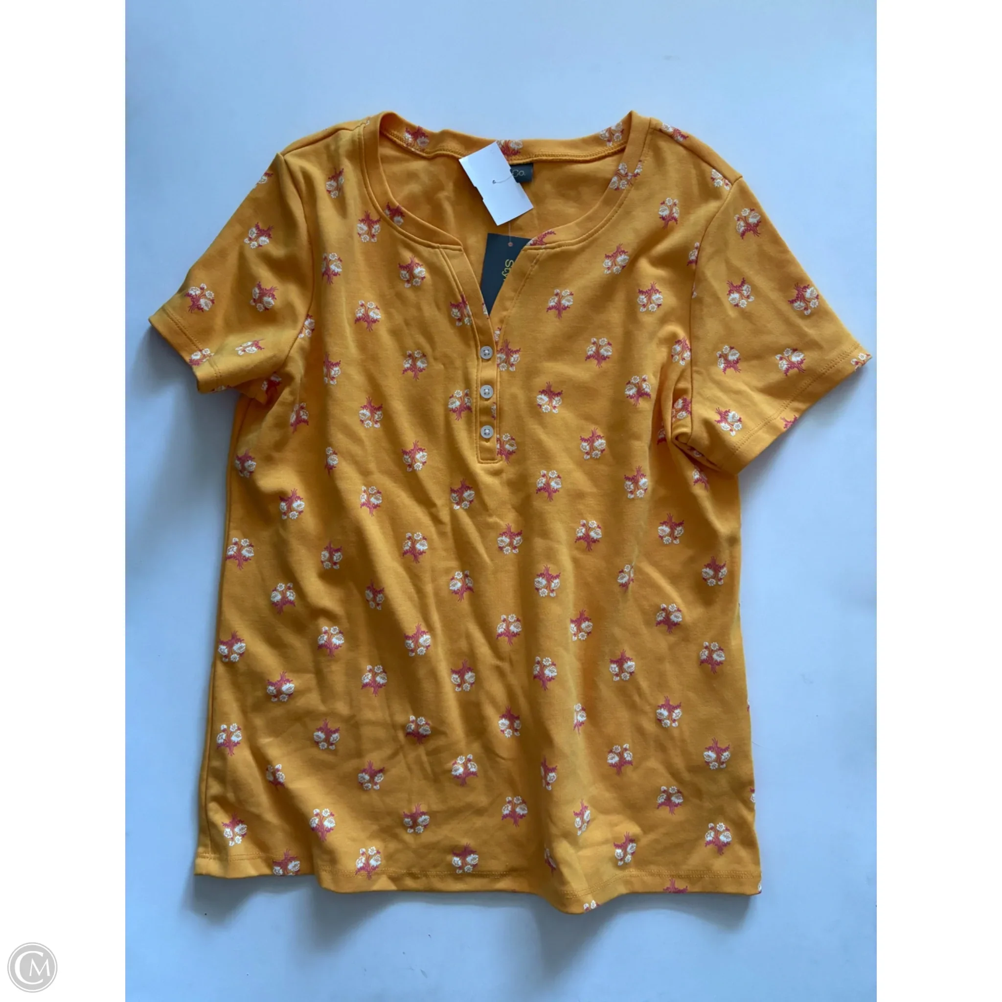 Top Short Sleeve By Style And Company In Yellow, Size: M - Image 1