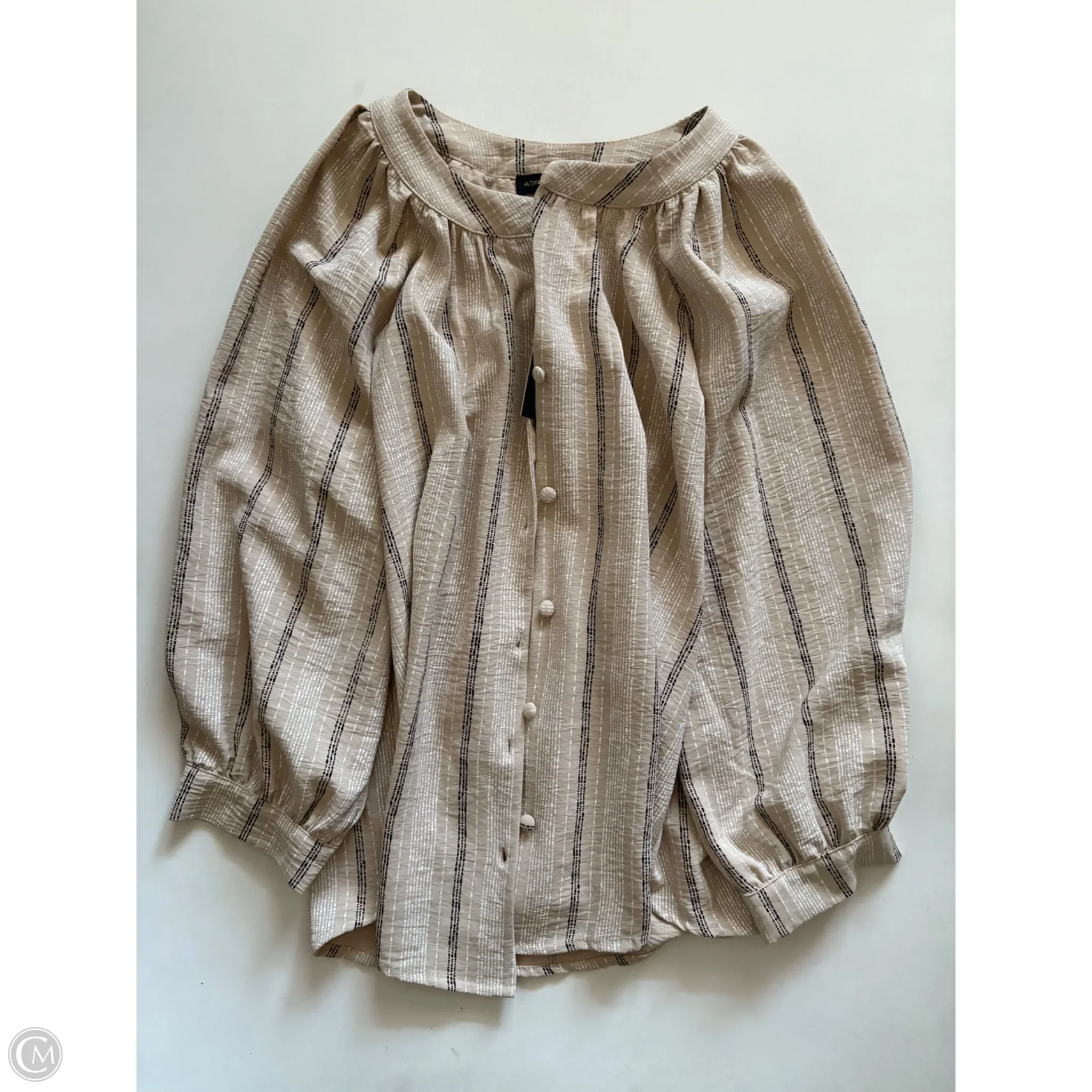 Blouse Long Sleeve By Adrienne Vittadini In Striped Pattern, Size: S - Image 1