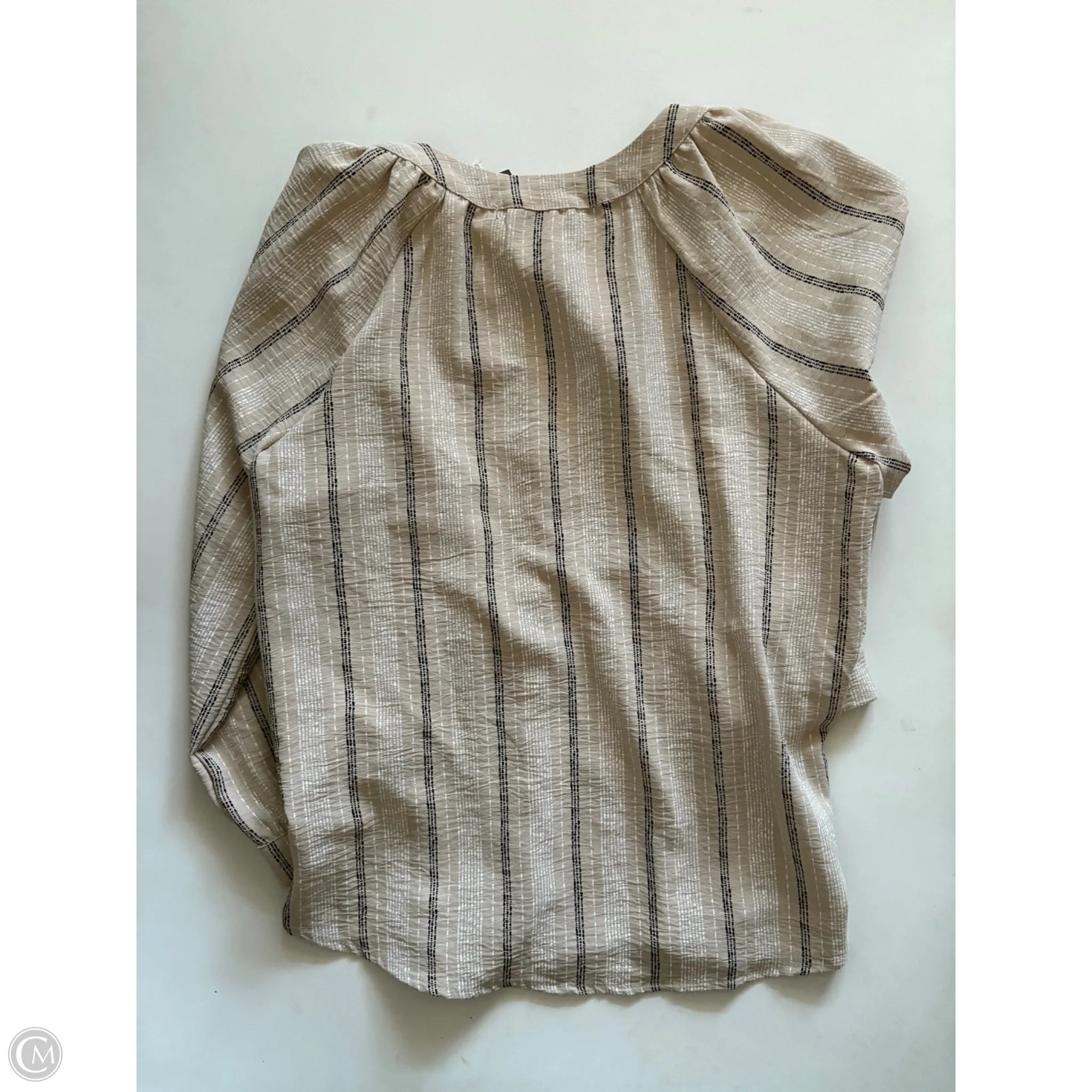 Blouse Long Sleeve By Adrienne Vittadini In Striped Pattern, Size: S - Image 2