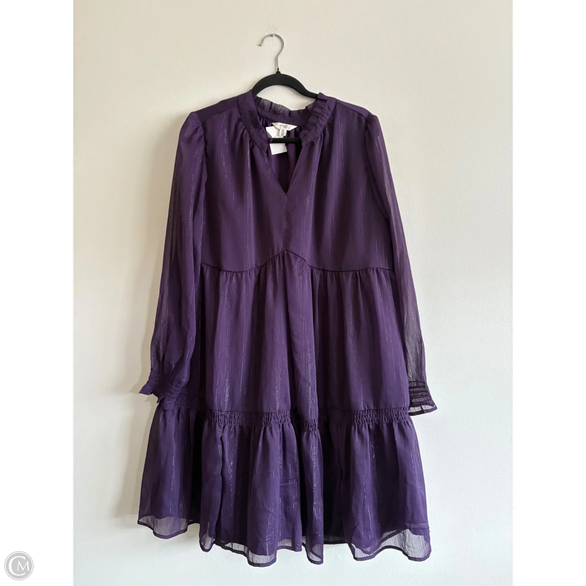 Dress Casual Midi By Terra & Sky In Purple, Size: Xl - Image 1
