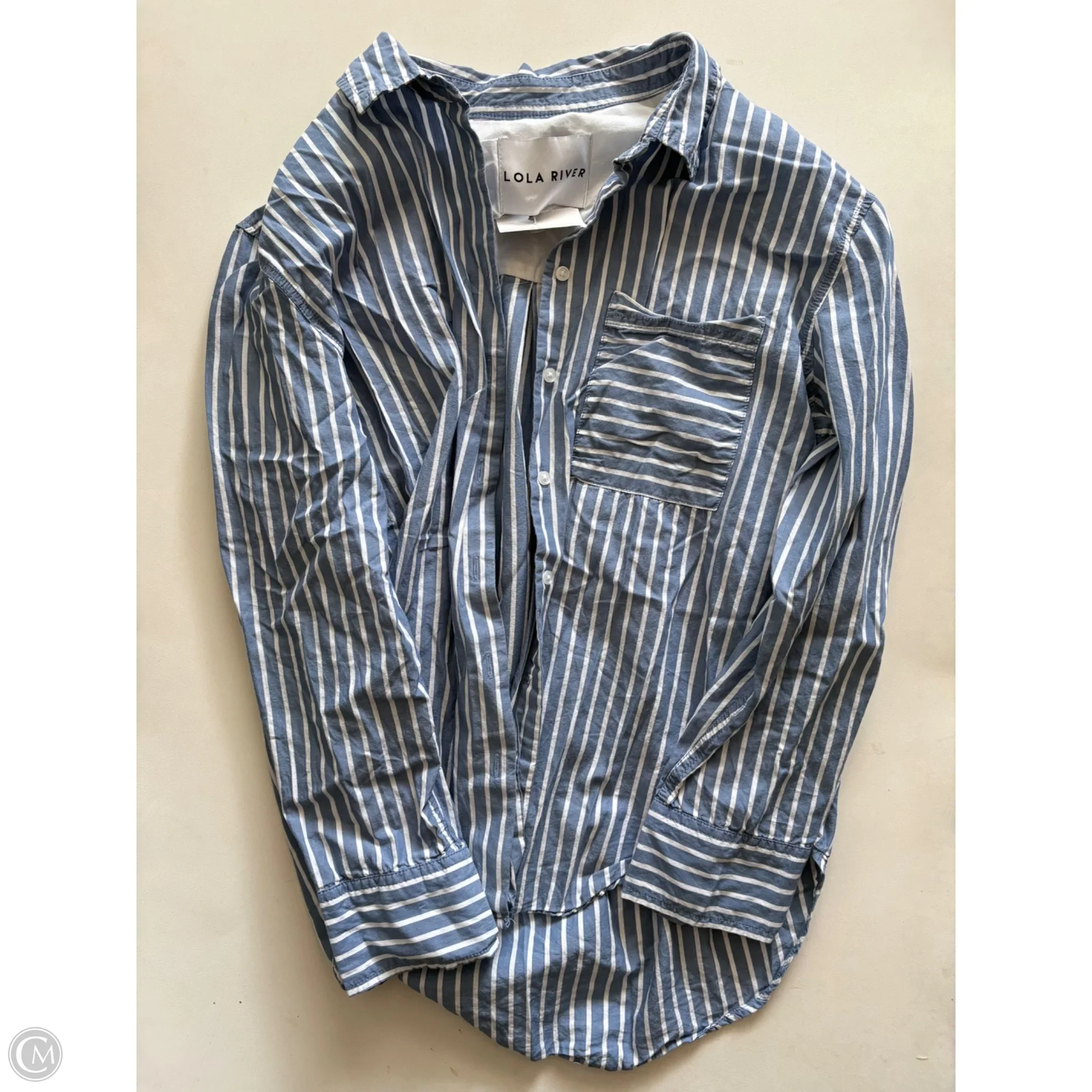 Top Long Sleeve By Lola River In Striped Pattern, Size: M - Image 1