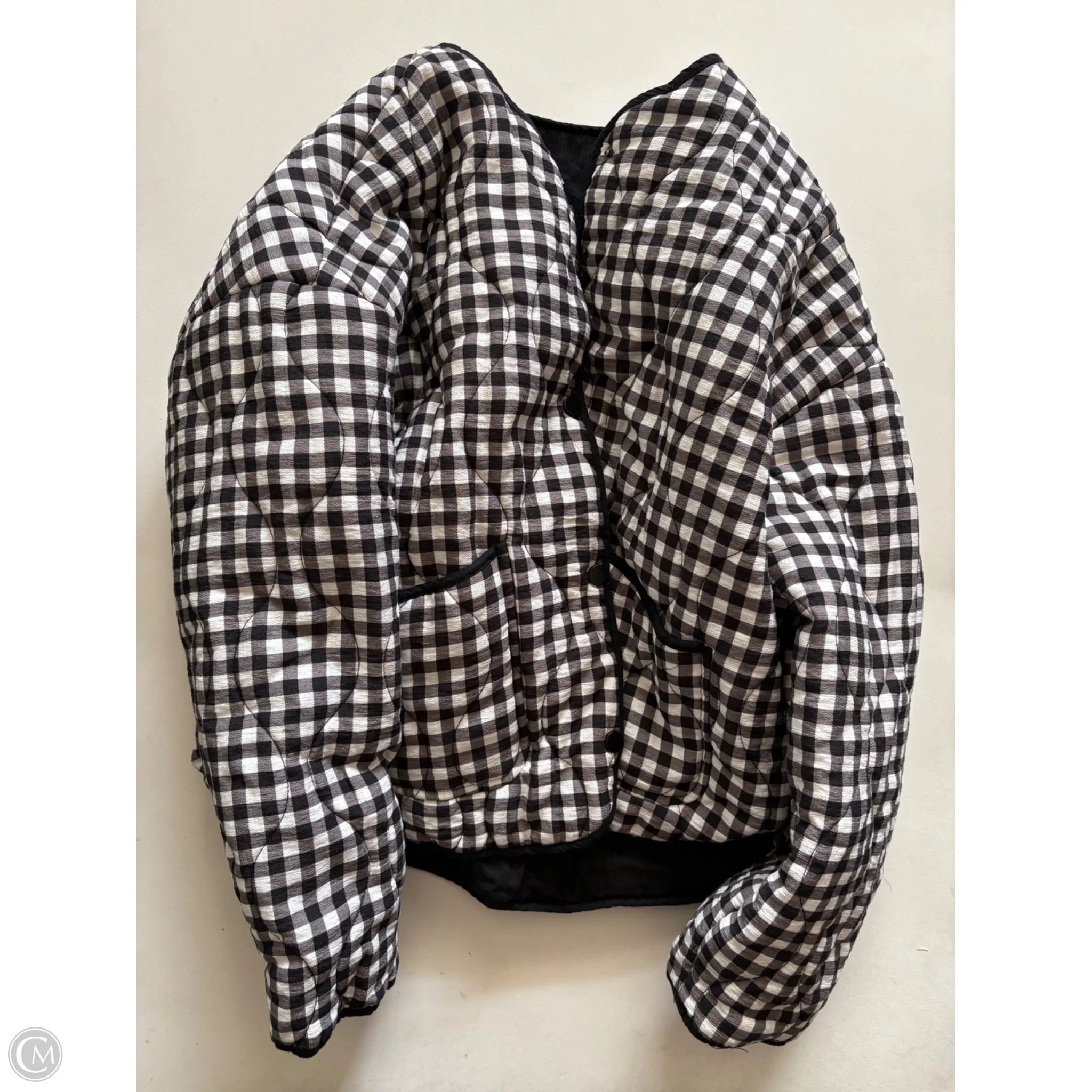 Jacket Puffer & Quilted By Rnwy In Checkered Pattern, Size: L - Image 1
