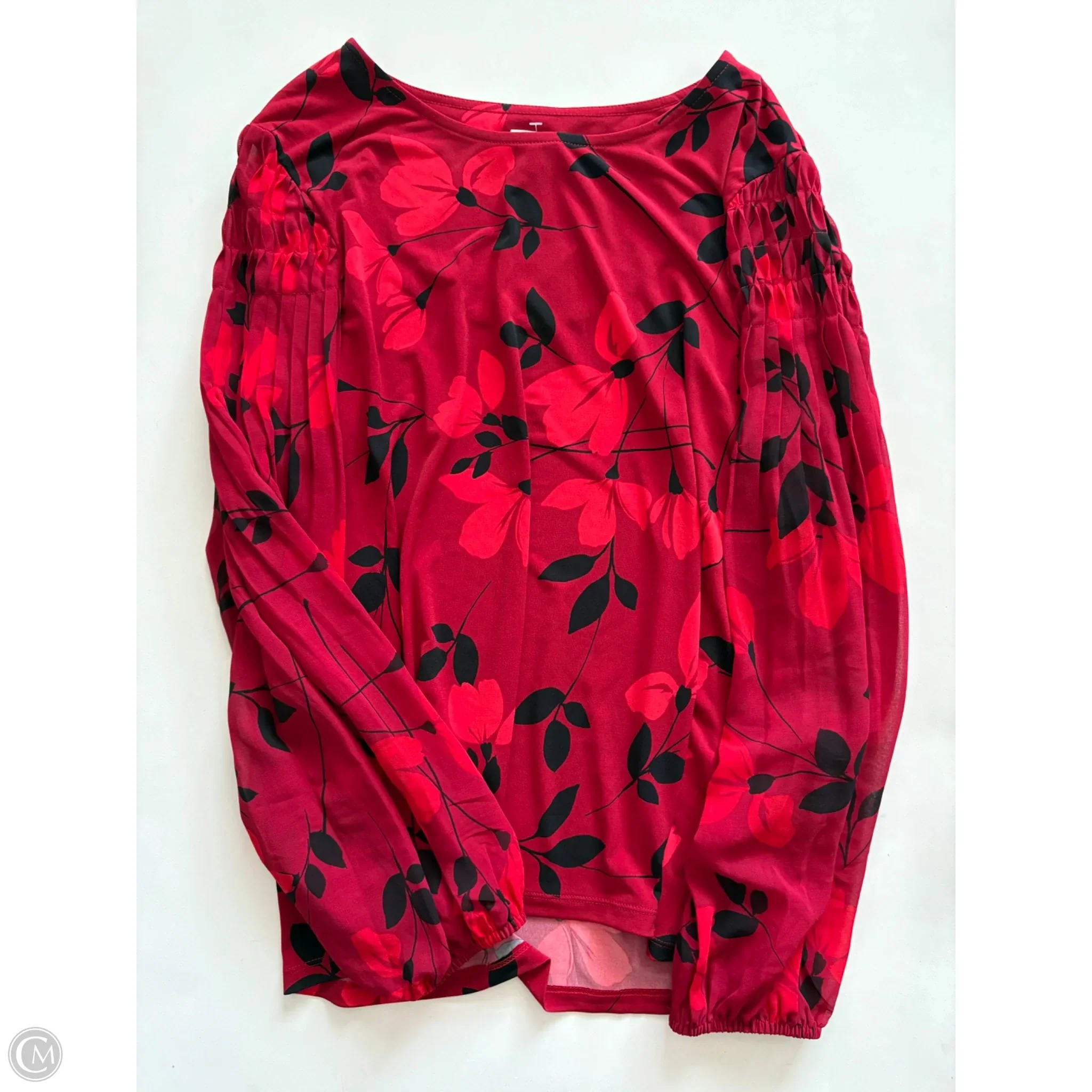 Blouse Long Sleeve By Calvin Klein In Red, Size: Large - Image 1