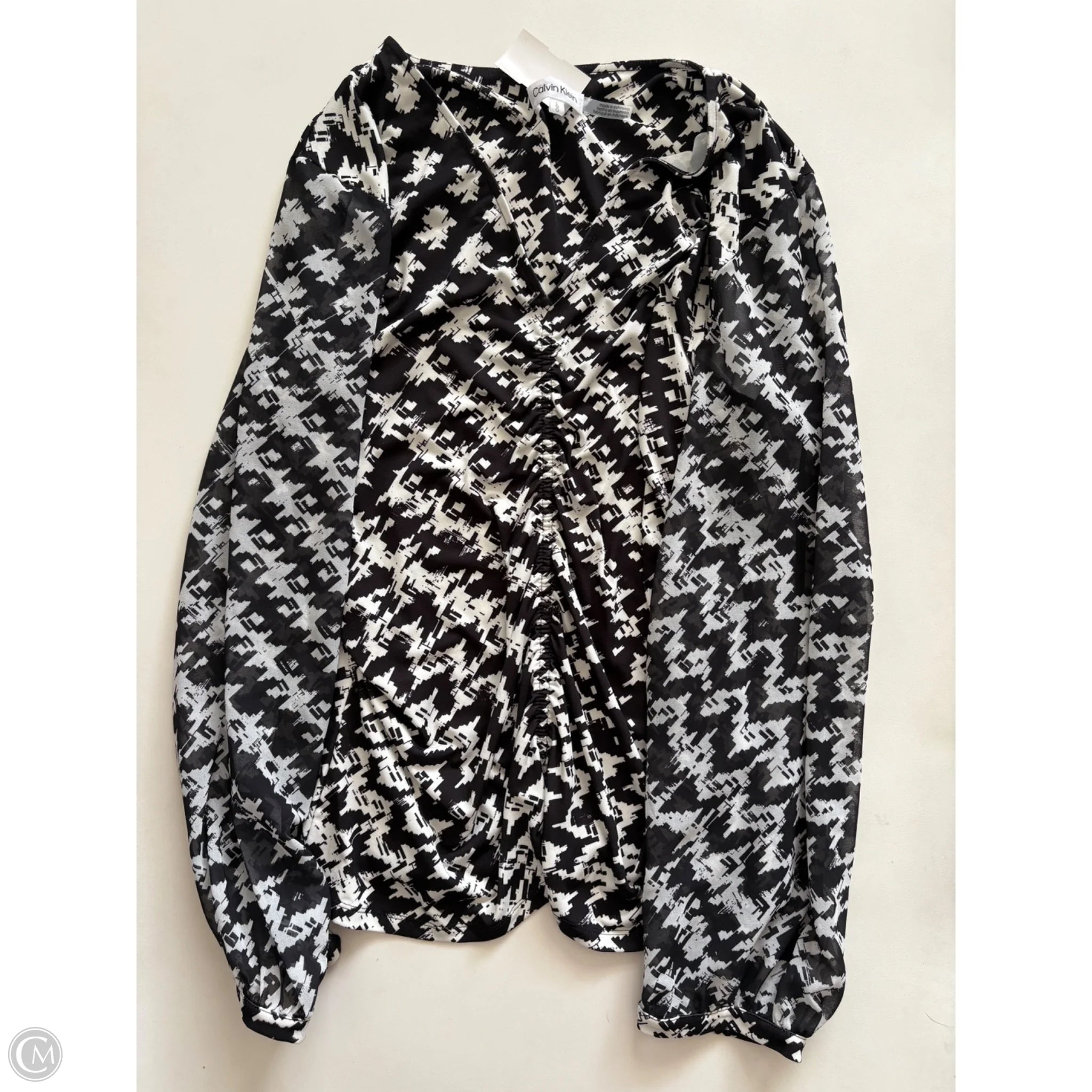 Blouse Long Sleeve By Calvin Klein In Black, Size: L - Image 1
