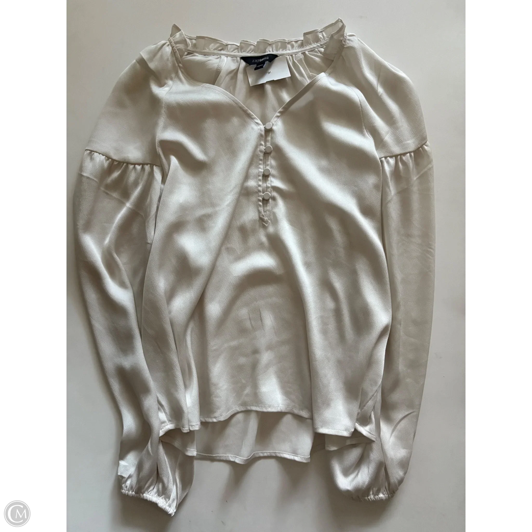 Blouse Long Sleeve By Express In Cream, Size: S - Image 1